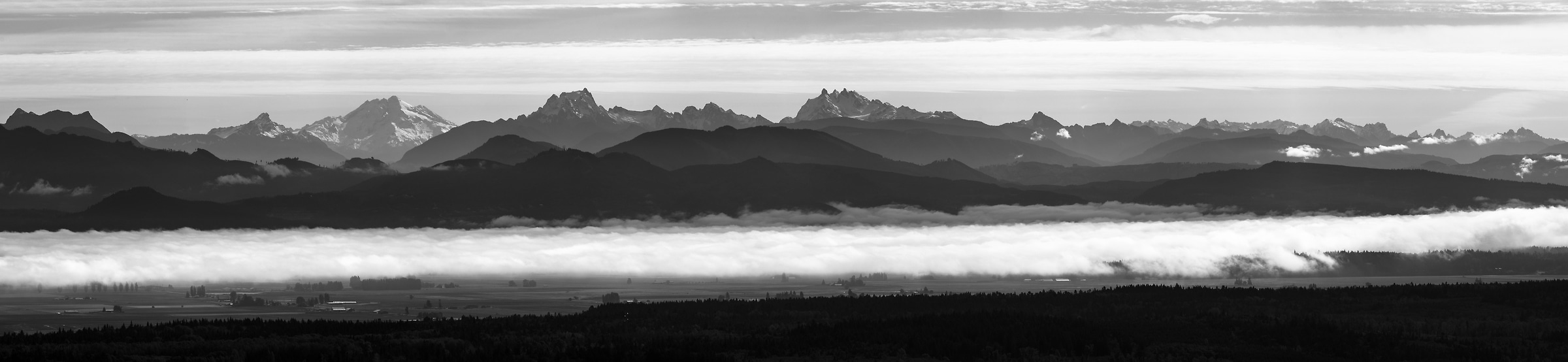 132 megapixels! A very high resolution, large-format VAST photo print of the North Cascade Mountains and Skagit Valley; fine art landscape photo created by Scott Rinckenberger in Washington.