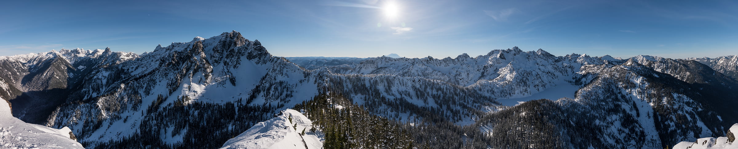 225 megapixels! An extremely high resolution, large-format VAST photo print of the Cascade Mountains from Avalanche Mountain in Snoqualmie Pass; fine art panorama landscape photo created by Scott Rinckenberger in Washington, USA.