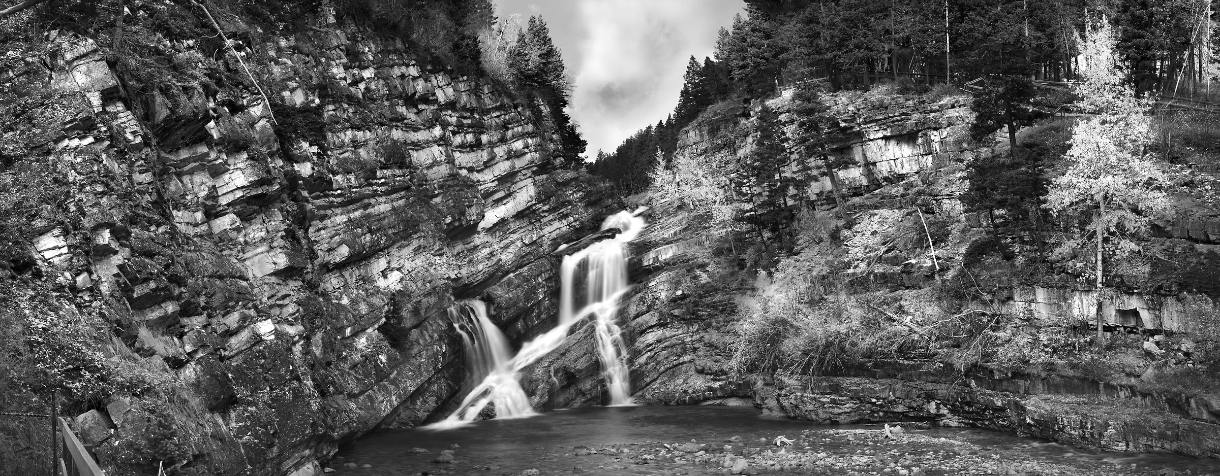 1,408 megapixels! A very high resolution, large-format VAST photo print of Cameron Falls waterfall in Waterton Lakes National Park; fine art nature photograph created by Steven Webster in Alberta, Canada.