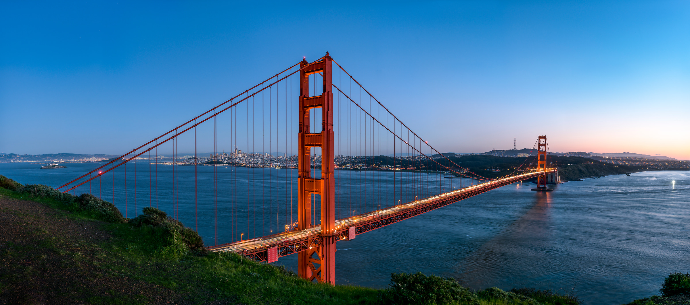 334 megapixels! A very high resolution, large-format VAST photo print of the Golden Gate Bridge, San Francisco, and the San Francisco Bay; cityscape fine art photo created by Justin Katz from Battery Spencer in Sausalito, California.