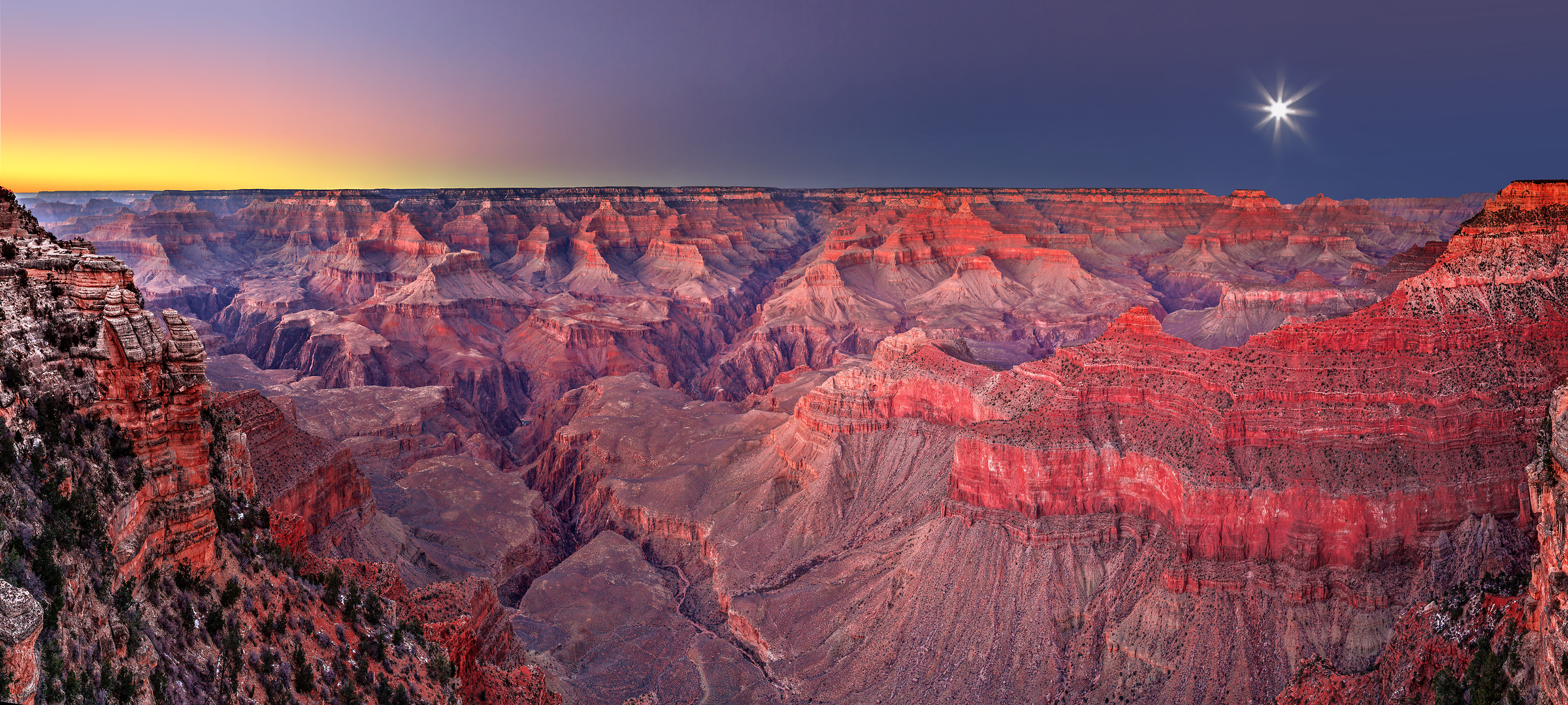 472 megapixels! A very high resolution, large-format VAST photo print of the Grand Canyon at sunset from Mather Point; fine art landscape photo created by Chris Collacott in Grand Canyon National Park, Arizona.