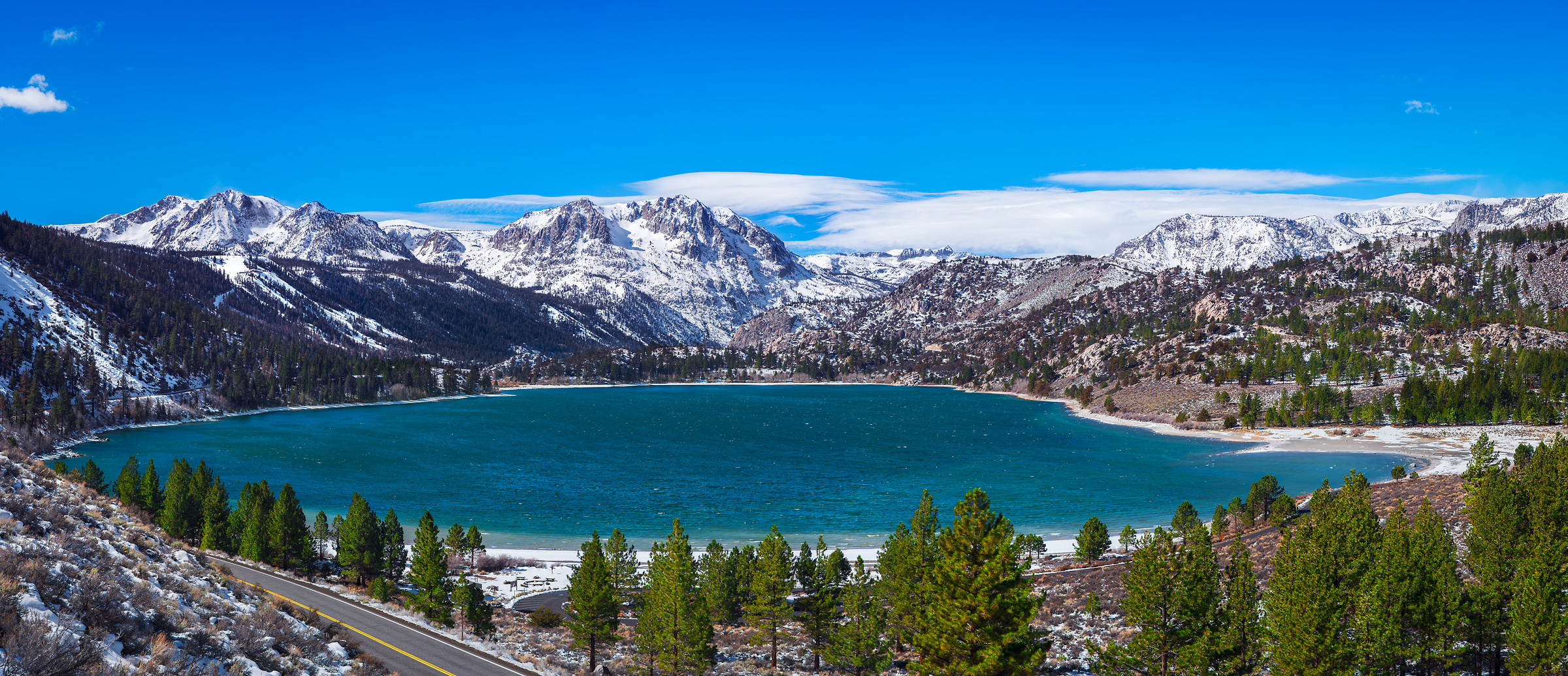 204 megapixels! A very high resolution, large-format VAST photo of a lake and mountains; inspirational landscape photograph created by Jim Tarpo in June Lake, California.
