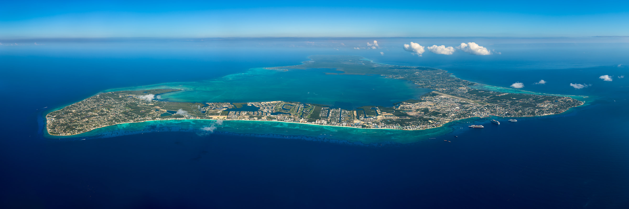 428 megapixels! A very high resolution aerial photo of Seven Mile Beach on Grand Cayman island; VAST photo created by Aaron Priest in the Cayman Islands.