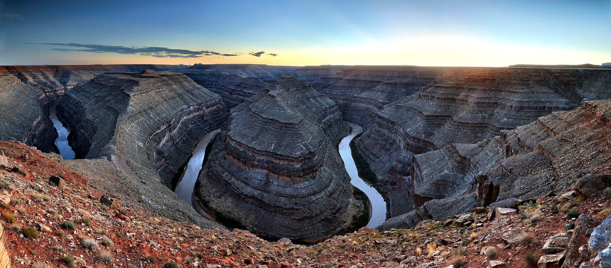 258 megapixels! A very high resolution landscape panorama photo of a canyon; VAST photo created by Phil Crawshay in Goosenecks State Park, Utah 316, Mexican Hat, Utah.