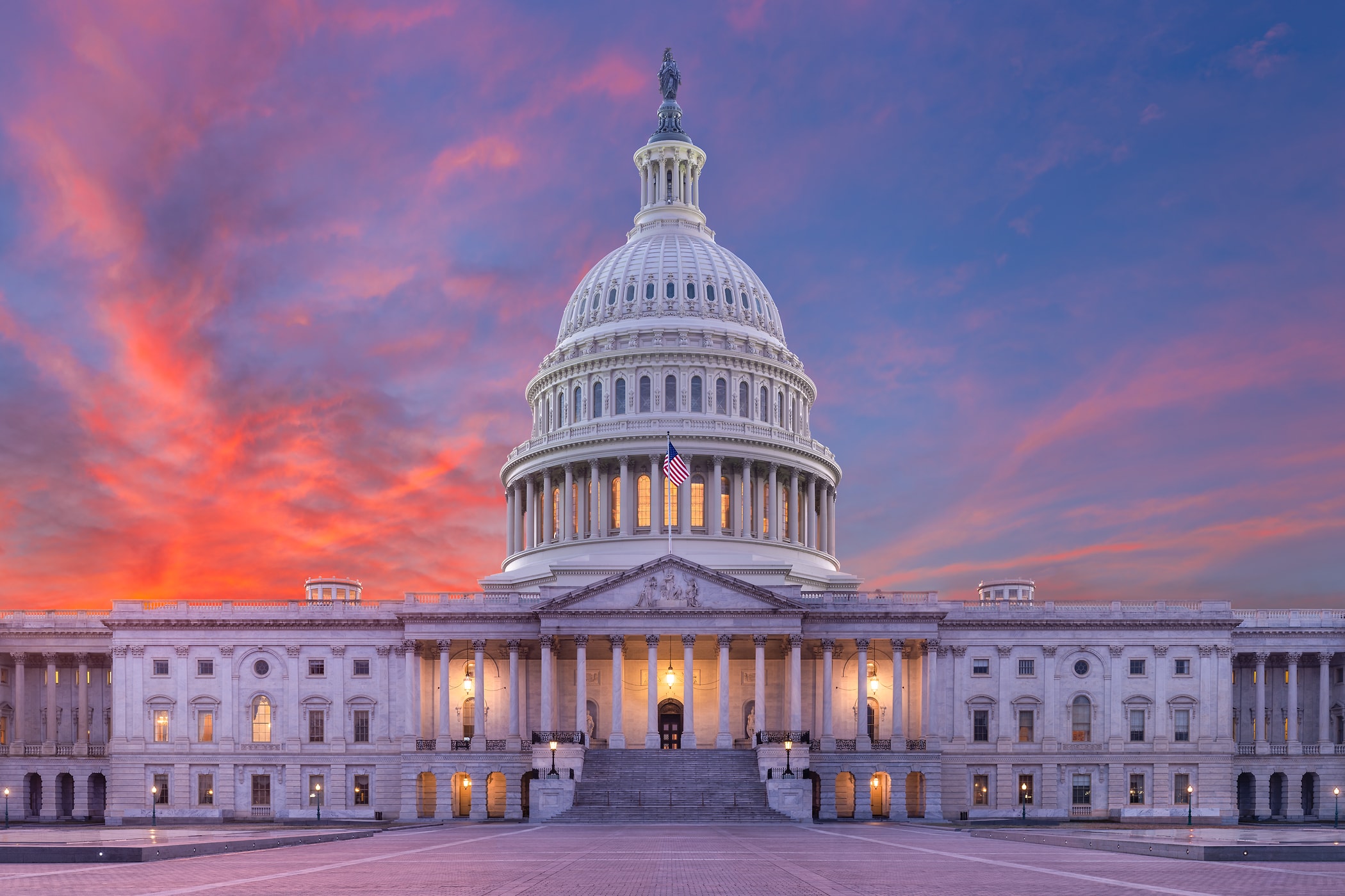 245 megapixels! A very high resolution, large-format VAST photo of the United States Capitol building at sunset; fine art photograph created by Tim Lo Monaco in Washington, D.C.