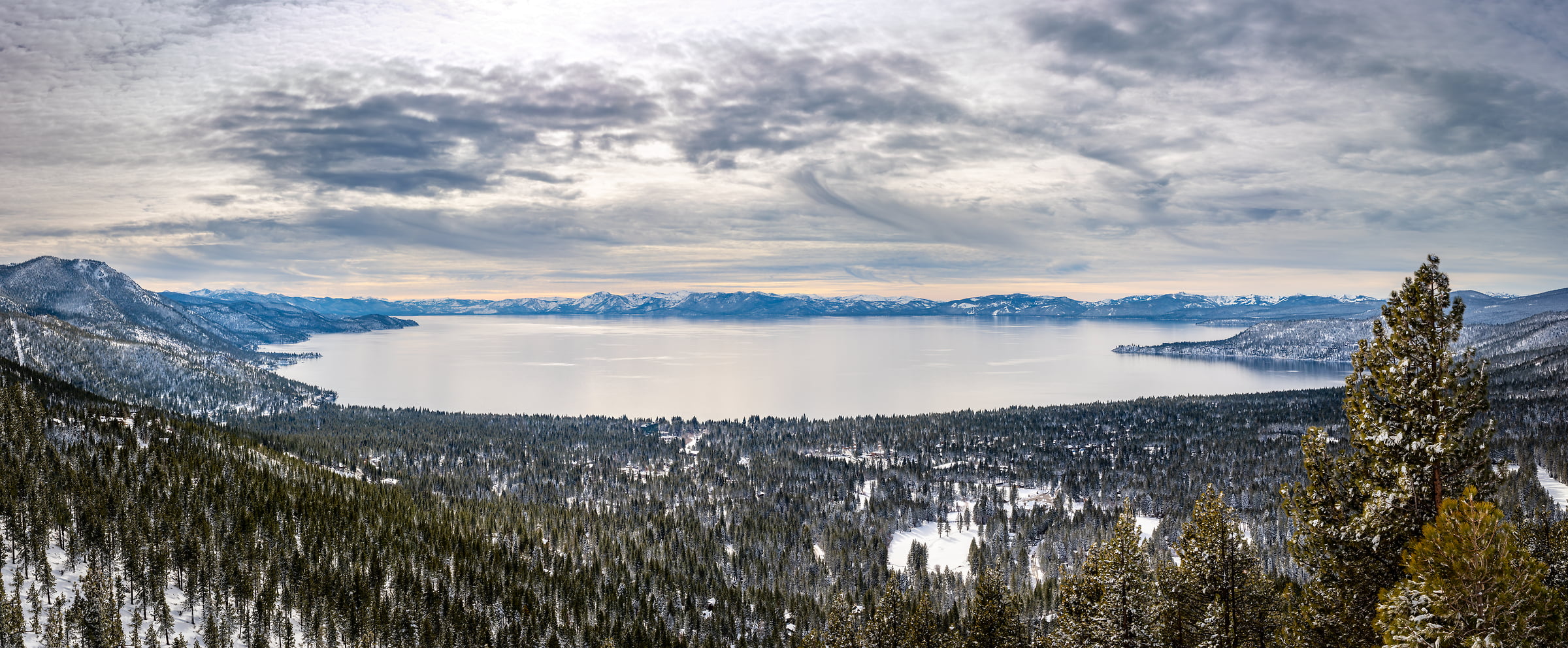 274 megapixels! A very high resolution, landscape photo of Lake Tahoe in winter; landscape photograph created by Justin Katz in Mount Rose Highway, Lake Tahoe, Nevada.