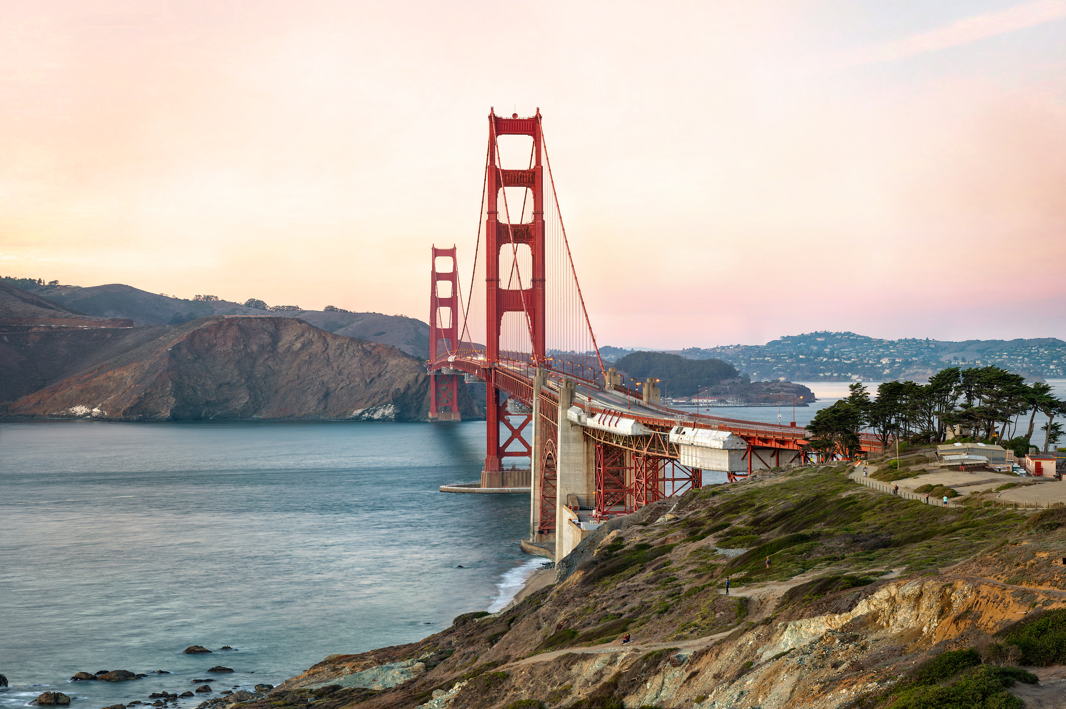 362 megapixels! A very high resolution, large-format VAST photo print of the Golden Gate Bridge at sunset; landscape photograph created by Justin Katz in Golden Gate Bridge, San Francisco, California.