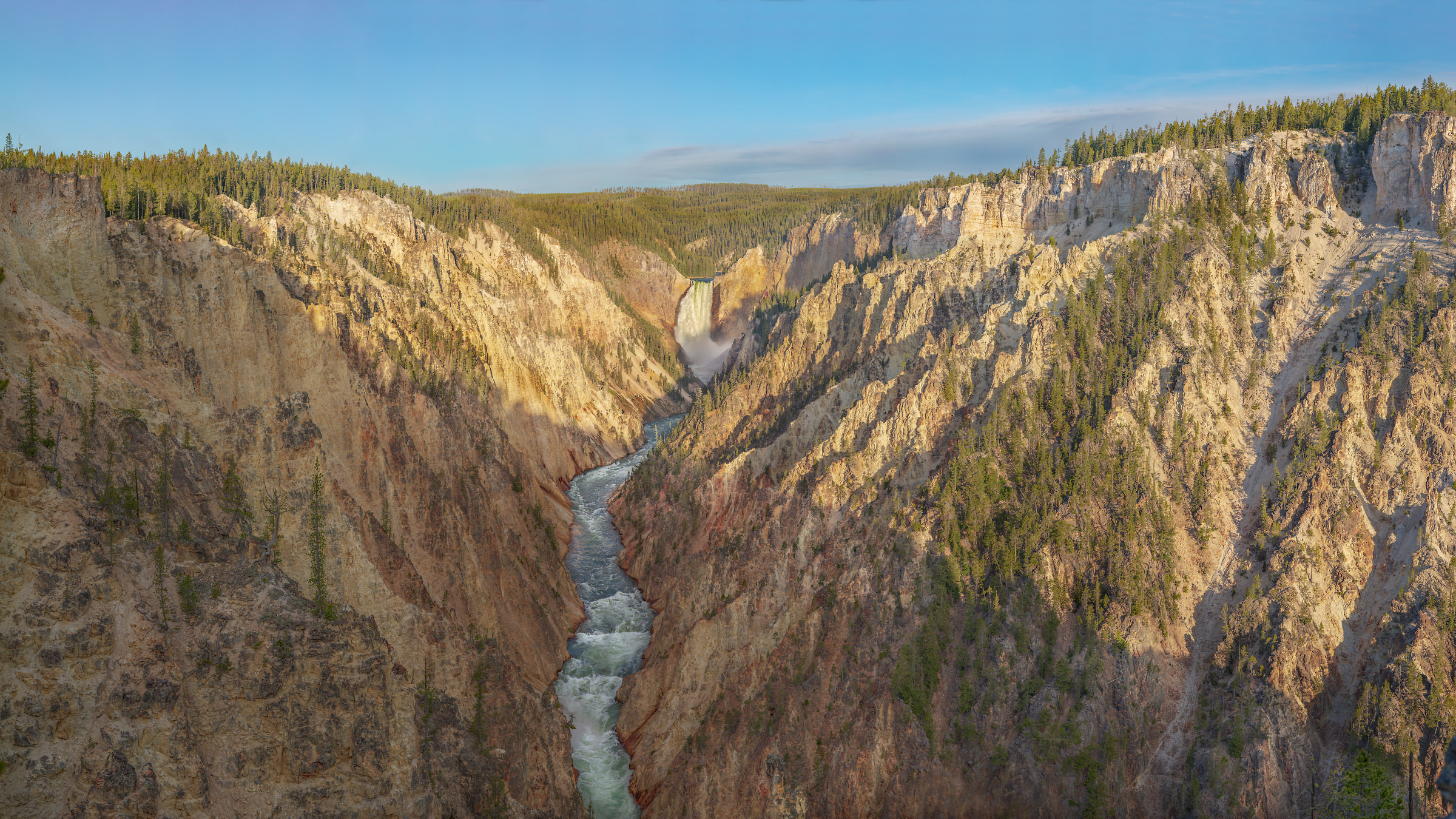 5,109 megapixels! A very high resolution, large-format VAST photo print of Yellowstone Falls; landscape photograph created by John Freeman in Artist Point overlooking the Lower Falls from south side of Yellowstone River, Yellowstone National Park, Wyoming.