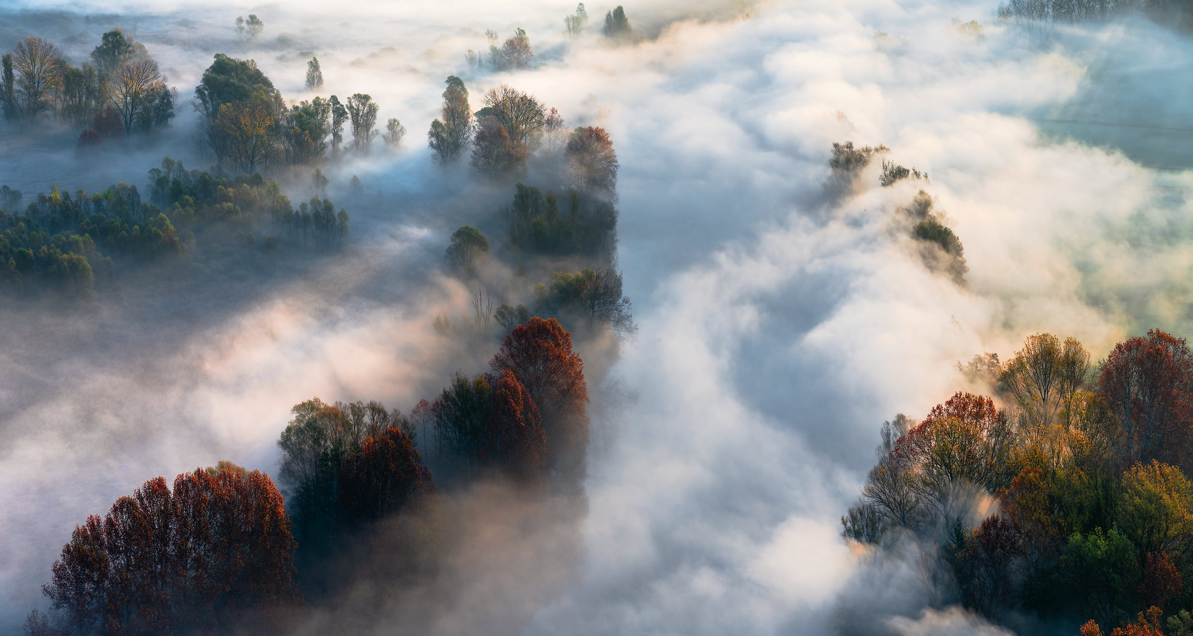 169 megapixels! A very high resolution, large-format VAST photo print of a misty landscape; photograph created by Ennio Pozzetti in Airuno, Lombardia, Italy.