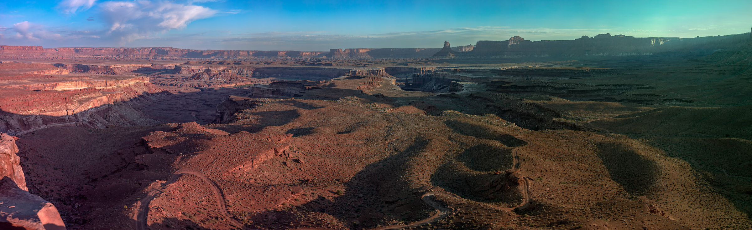 3,722 megapixels! A very high resolution panorama photo of Canyonlands National Park; landscape photograph created by John Freeman in Murphy Hogsback, White Rim Trail, Canyonlands National Park, Utah.