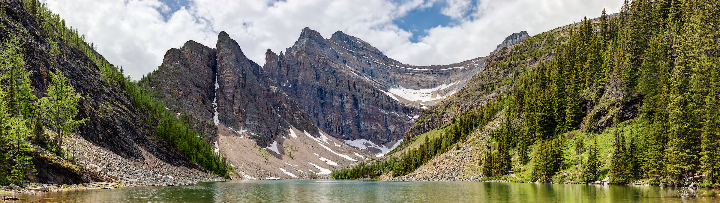 2,783 megapixels! A very high resolution, large-format VAST photo print of a mountain and a lake that would be good as a wallpaper; landscape photograph created by John Freeman in Lake Agnes, Banff National Park, Alberta, Canada.