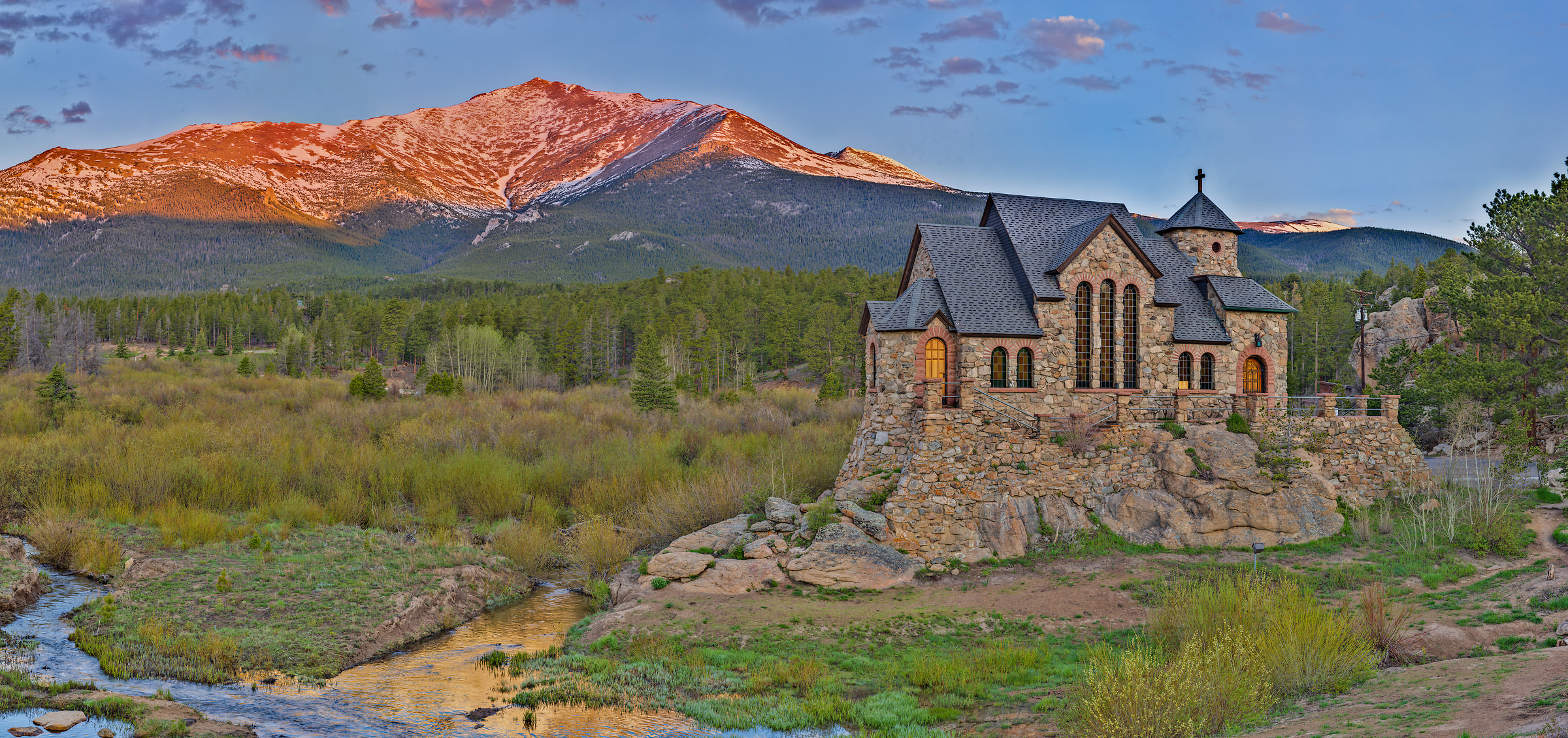 3,530 megapixels! A very high resolution, large-format VAST photo print of Saint Catherine's Chapel on the Rock; photograph created by John Freeman in Allenspark, Colorado.