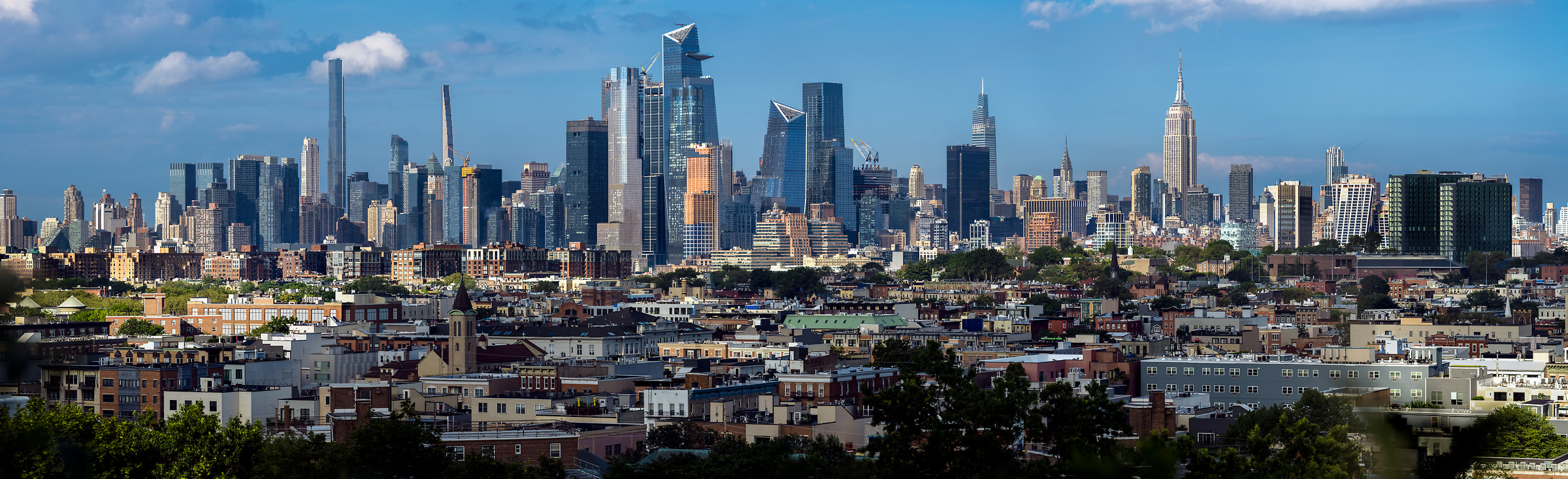 398 megapixels! A very high resolution, large-format VAST photo print of the Hudson Yards skyline; cityscape photograph created by Beyti Barbaros in Riverview-Fisk Park, Jersey City, New Jersey.