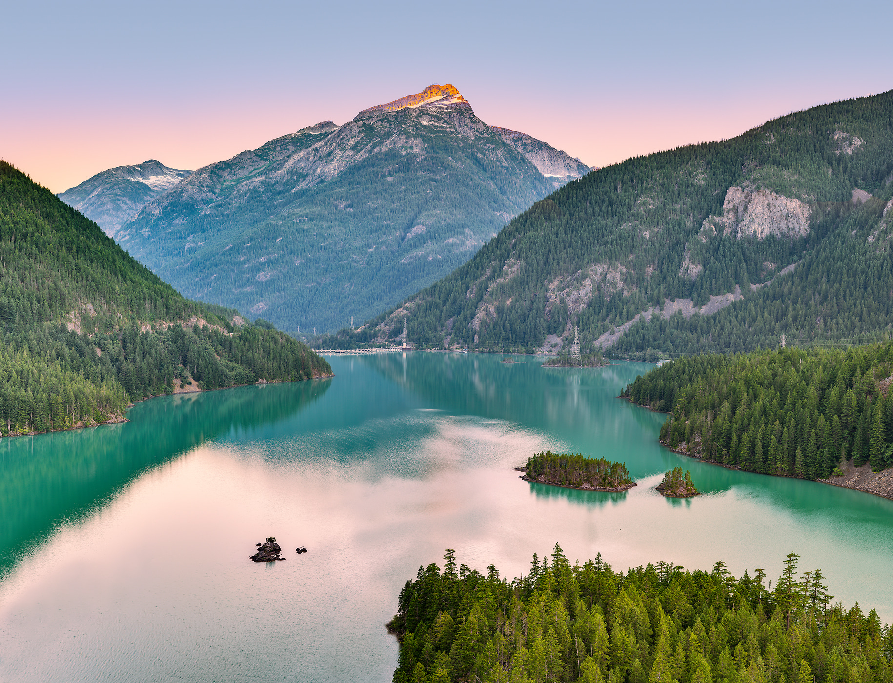 721 megapixels! A very high resolution, large-format VAST photo print of a lake and mountains; landscape photograph created by Chris Blake in Diablo Lake, North Cascades National Park.