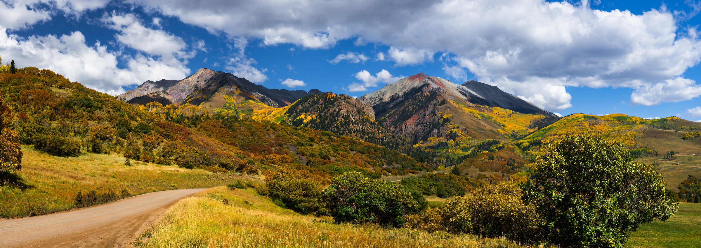 181 megapixels! A very high resolution, large-format VAST photo print of a Colorado landscape with mountains in autumn; photograph created by Phillip Noll in Telluride, Colorado.