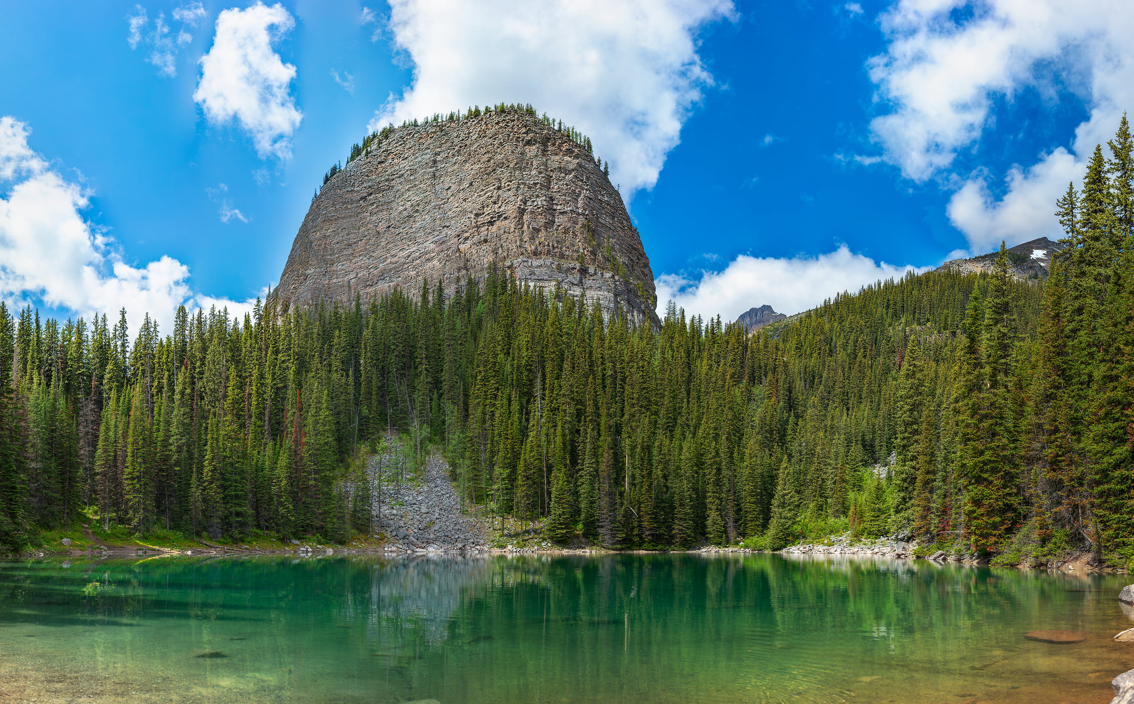 654 megapixels! A very high resolution, large-format VAST photo print of Beehive Mountain in Banff National Park; landscape photograph created by John Freeman at Mirror Lake in Banff National Park, Alberta, Canada.