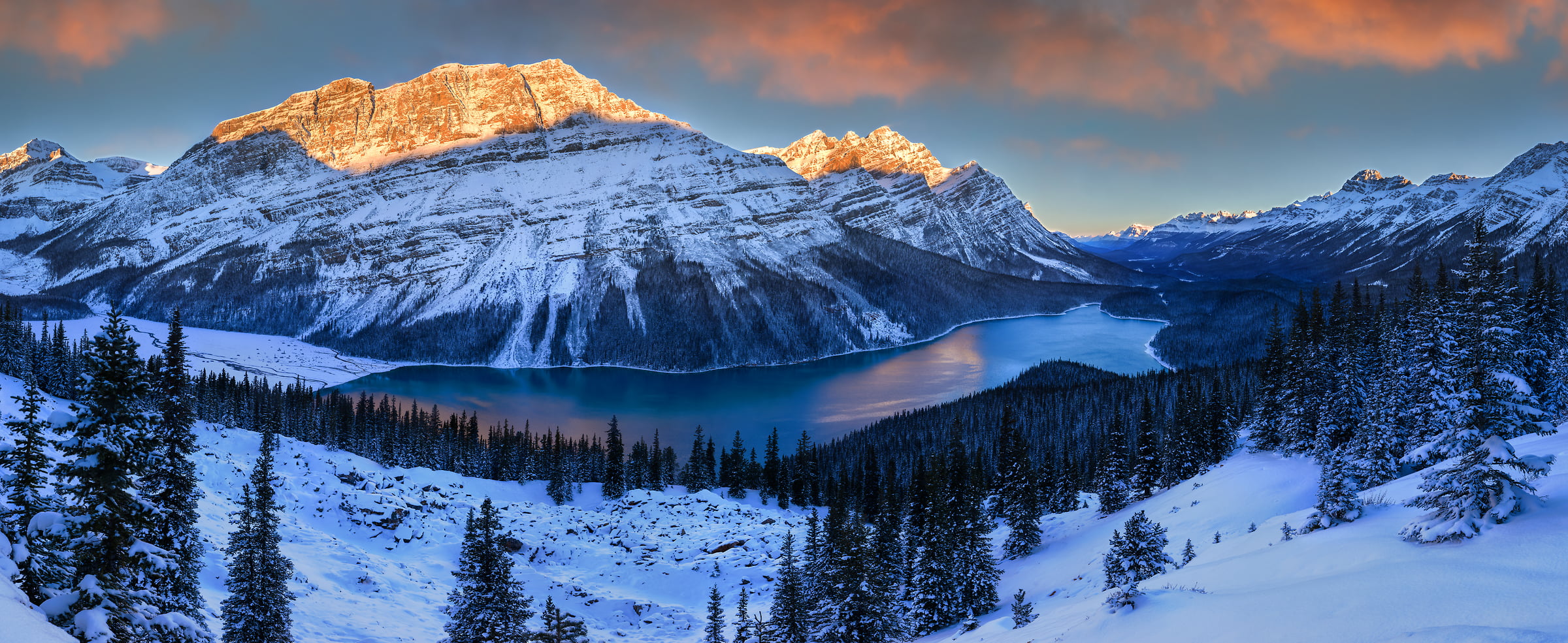 1,178 megapixels! A very high resolution, large-format VAST photo print of a snowy mountain landscape; wallpaper photograph created by Scott Dimond in Peyto Lake, Banff National Park, Alberta, Canada.