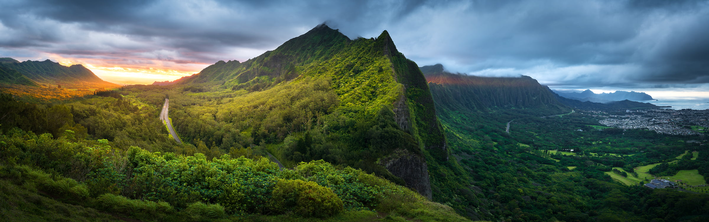 228 megapixels! A very high resolution, large-format VAST photo print of a landscape in Hawaii at sunset; photograph created by Jeff Lewis in Honolulu, Hawaii.
