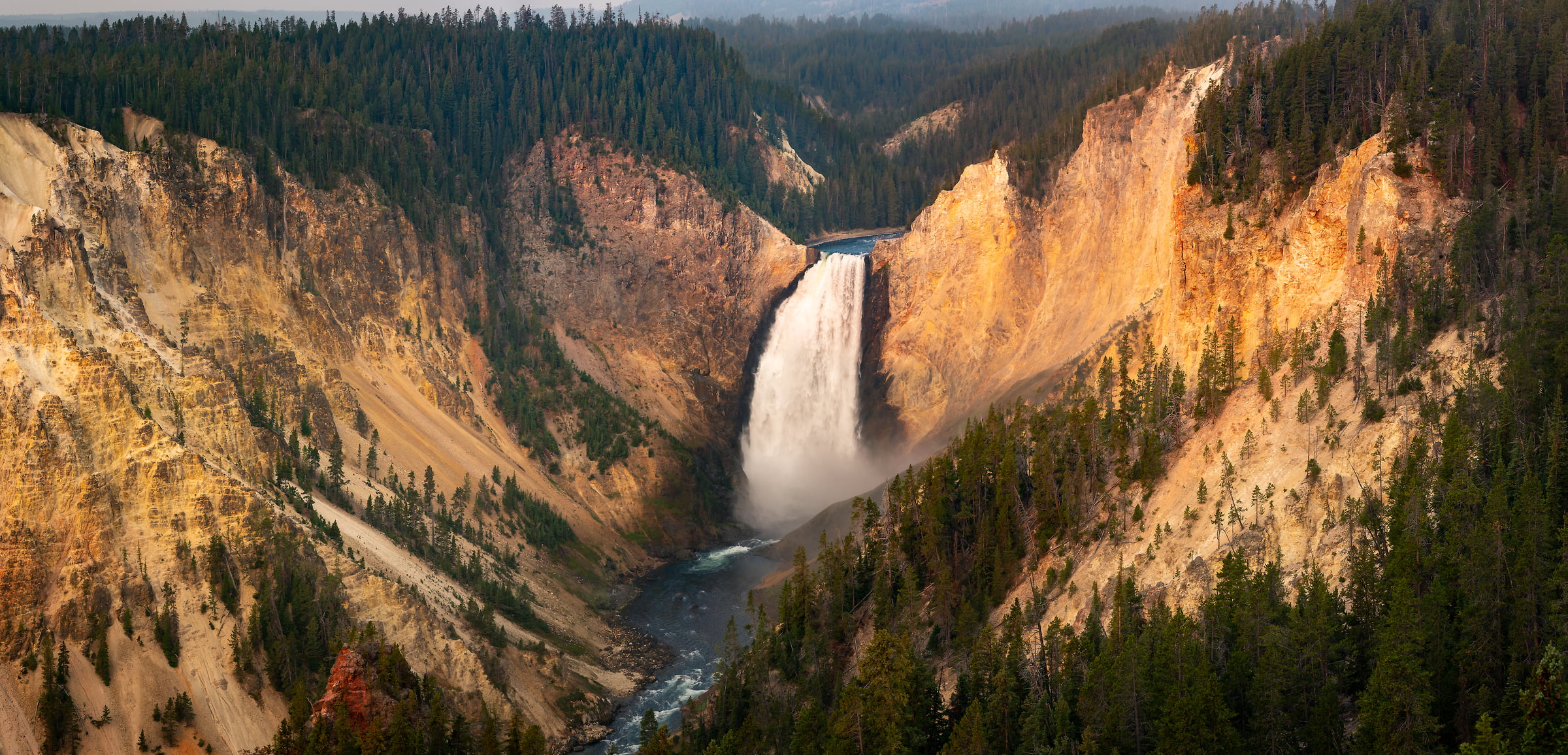 211 megapixels! A very high resolution, large-format VAST photo print of the Grand Canyon of the Yellowstone with the lower falls; landscape photograph created by Phillip Noll in Yellowstone National Park, WY.