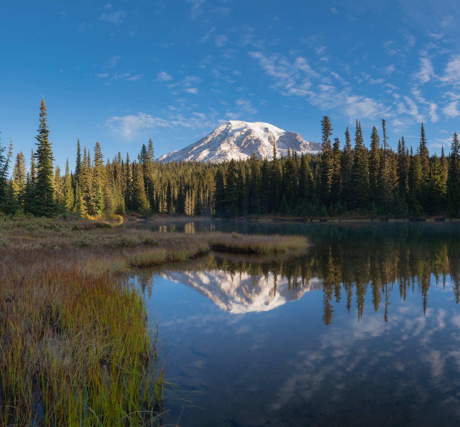 229 megapixels! A very high resolution, large-format VAST photo print of Reflection Lake in Mount Rainier National Park; photograph created by Greg Probst in Reflection Lake, Mount Rainier National Park, Washington.