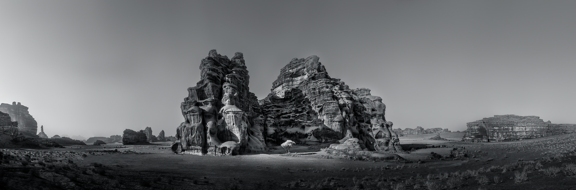 858 megapixels! A very high resolution, large-format VAST photo print of a surreal landscape; black & white photograph created by Peter Rodger in Tabuk, Saudi Arabia.