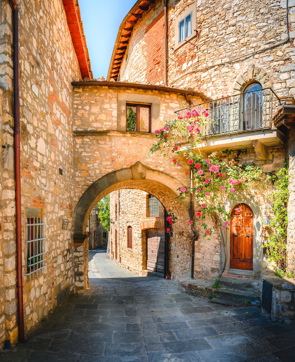 465 megapixels! A very high resolution, large-format VAST photo print of a town street in Italy; art photo created by Justin Katz in Vertine, Gaiole in Chianti, Tuscany, Italy.
