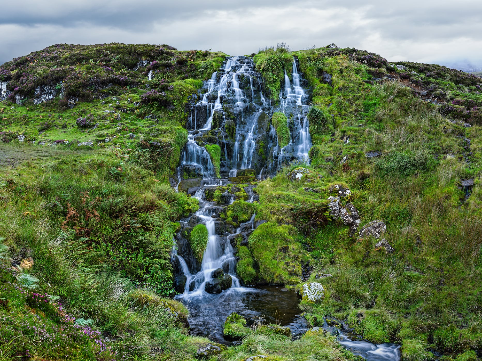 912 megapixels! A very high resolution, large-format VAST photo print of a waterfall in Scotland; nature photograph created by Scott Dimond in Isle of Skye, Scotland.