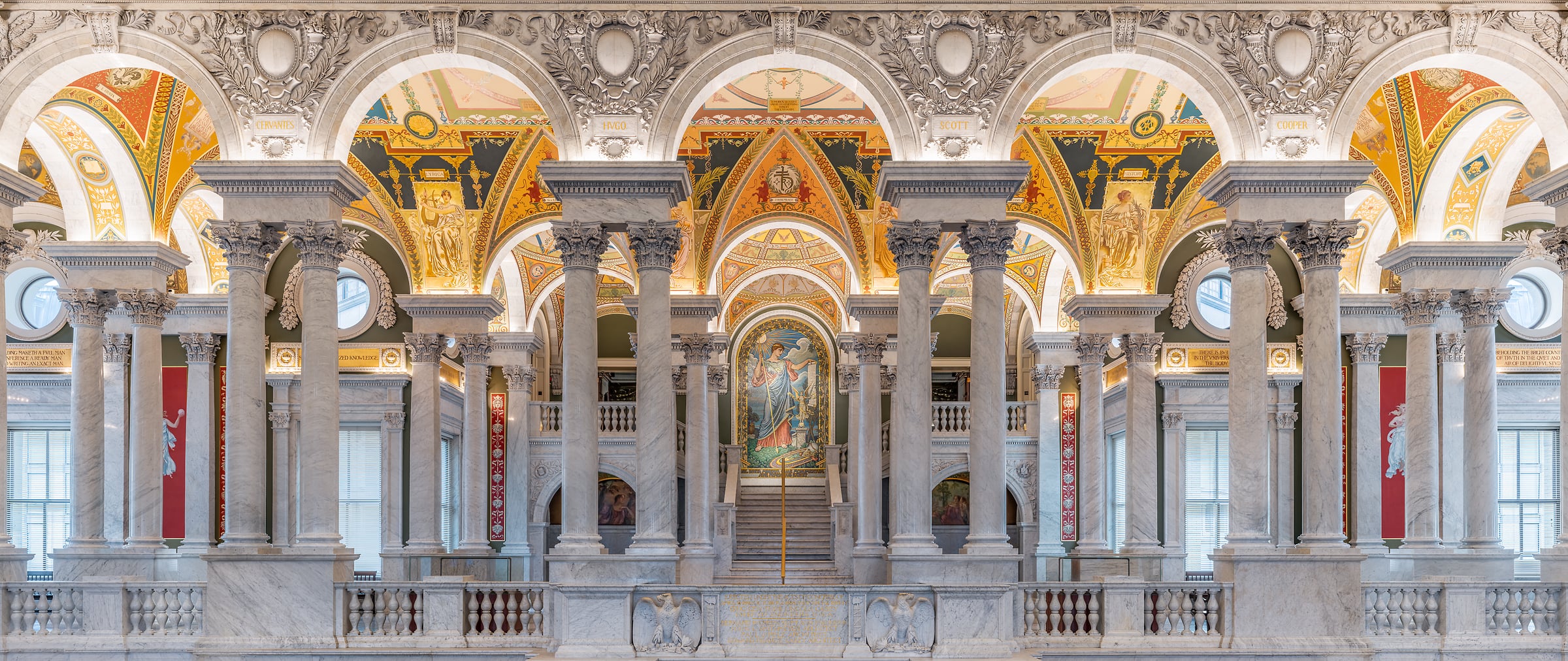 276 megapixels! A very high resolution, large-format VAST photo print of an ornate interior; architecture photograph created by Tim Lo Monaco in the Thomas Jefferson Building of the Library of Congress on Capitol Hill in Washington, D.C.