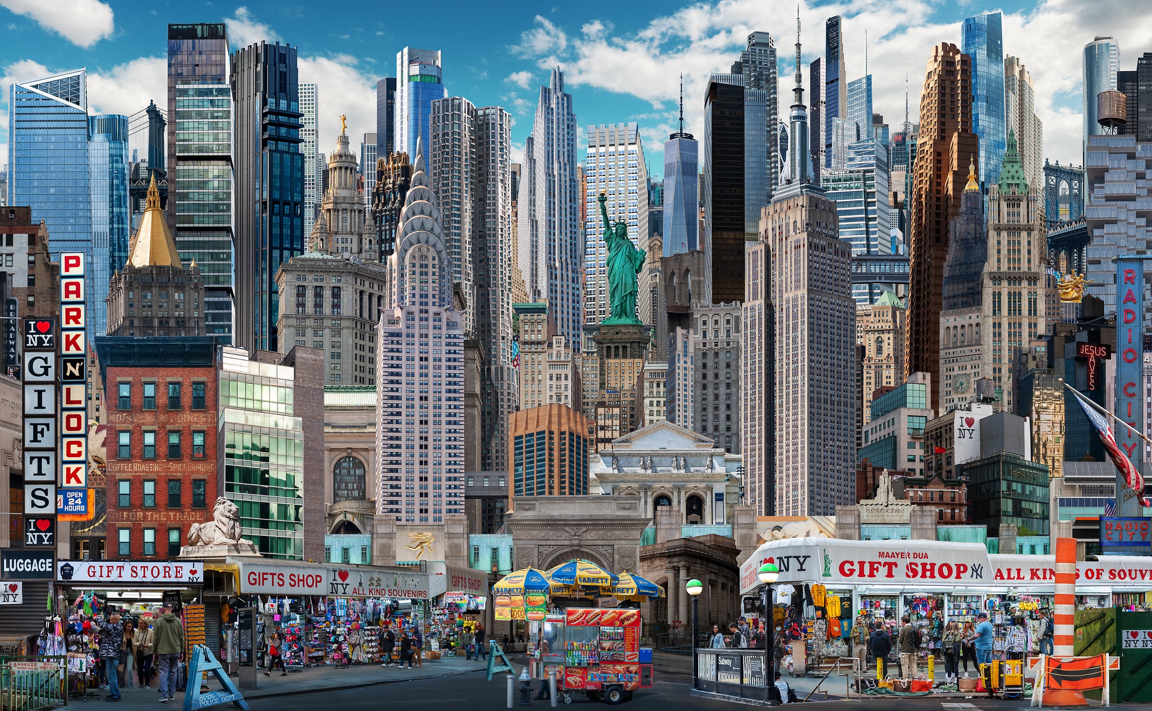 257 megapixels! A very high resolution, big wall art print of scenes from New York City; artistic collage photograph created by Andrew Soria.