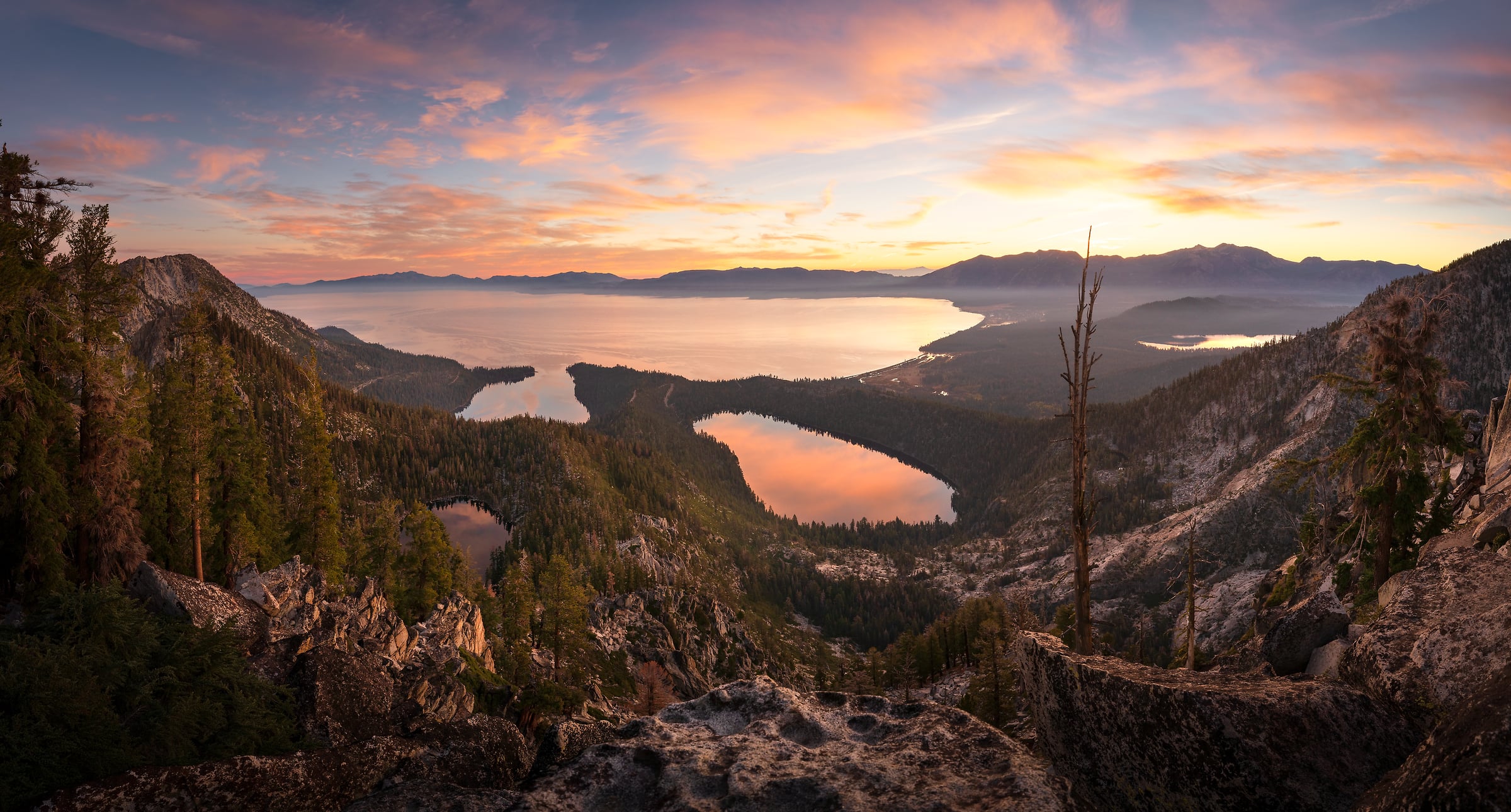 154 megapixels! A very high resolution, large-format VAST photo print of Lake Tahoe at sunrise; landscape photograph created by Jeff Lewis.
