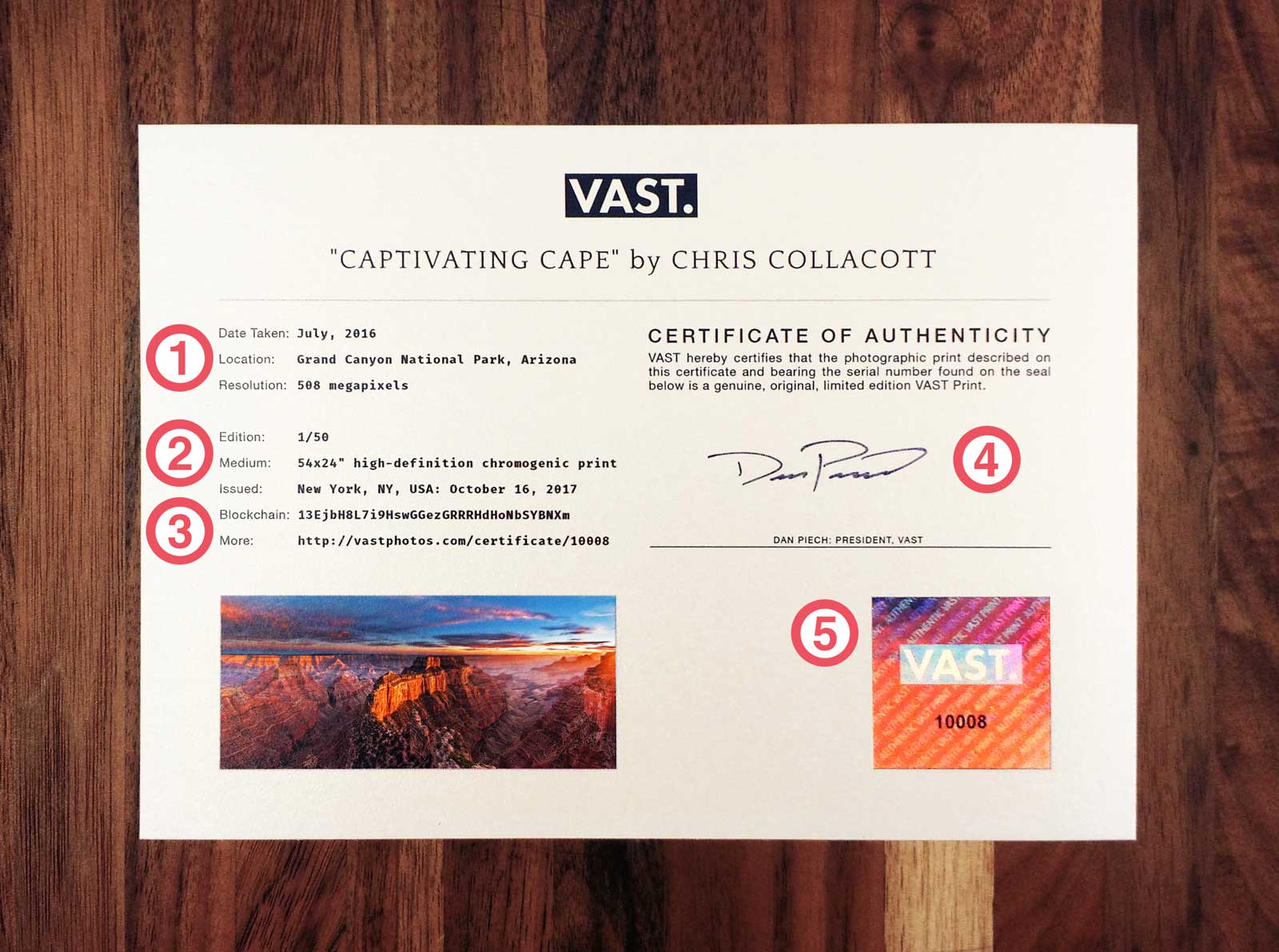 A VAST Certificate of Authenticity
