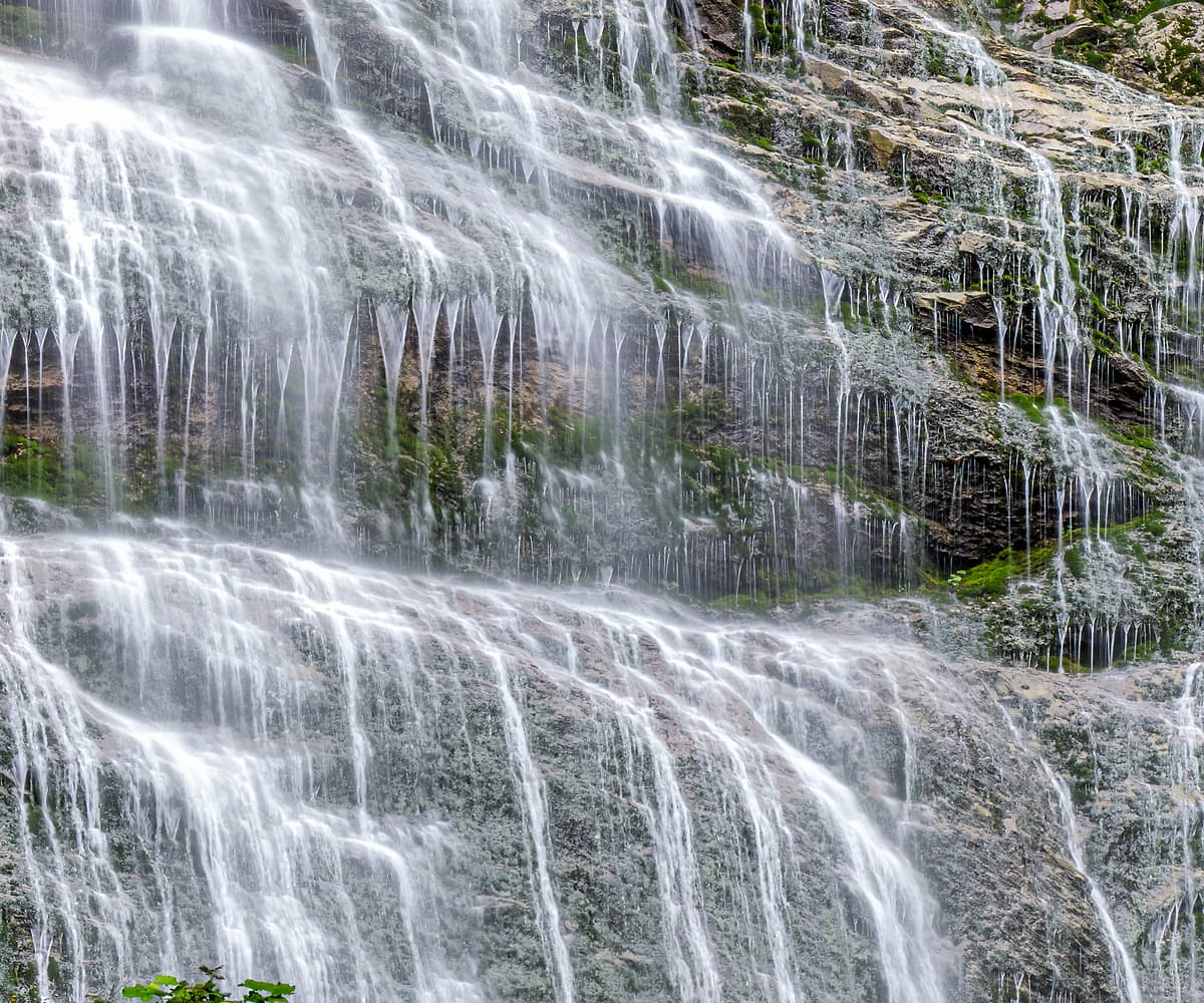 489 megapixels! A very high resolution, large-format VAST photo print of a beautiful waterfall in the middle of a clearing in the woods; nature photograph created by Scott Dimond at Bridal Veil Falls Provincial Park in British Columbia, Canada.
