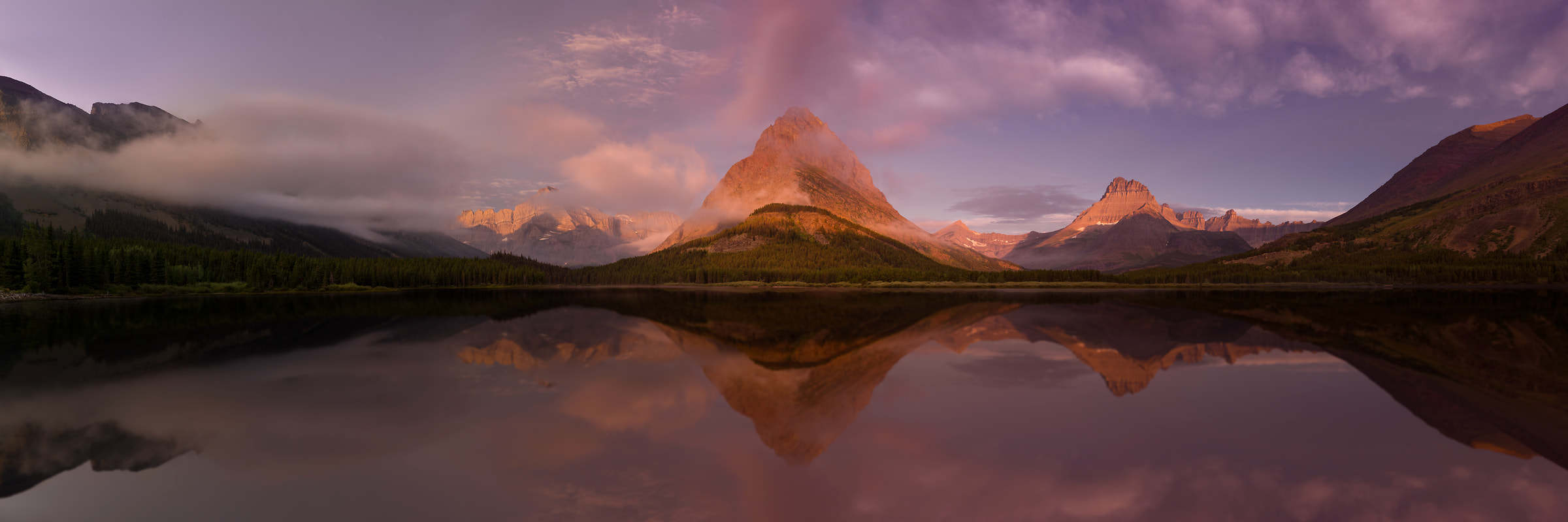 109 megapixels! A very high resolution, large-format VAST photo print of Swiftcurrent Lake in Glacier National Park, Montana; nature landscape photo created by Guido Brandt.