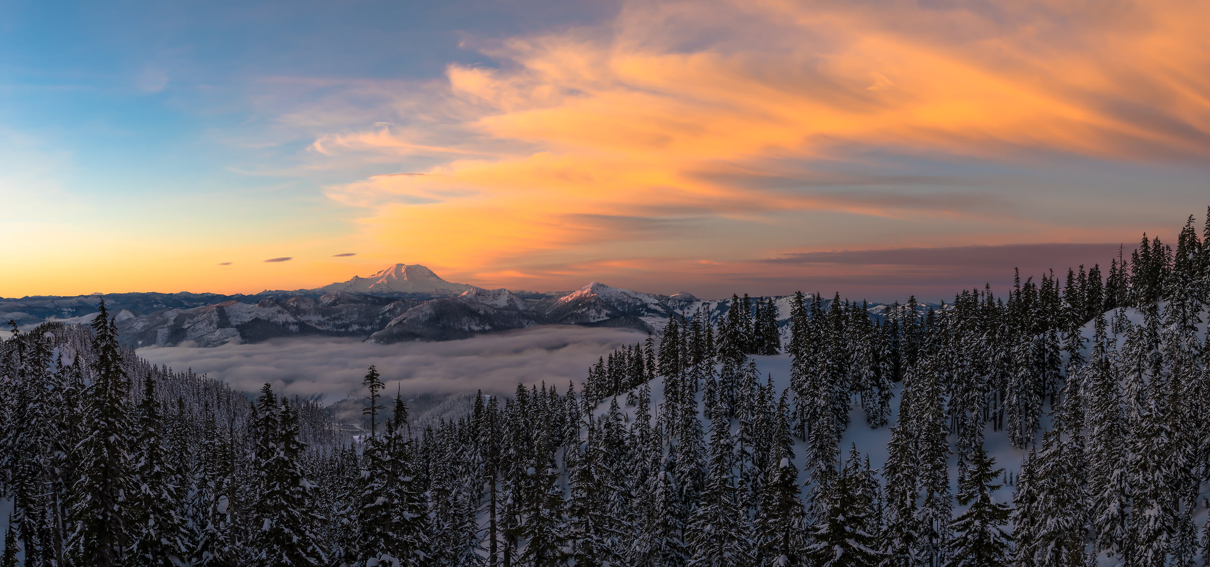 99 megapixels! A very high resolution, large-format VAST photo print of Mount Rainier and the Cascade Mountains; fine art landscape photo created by Scott Rinckenberger from Kendall Peak in Washington, USA.