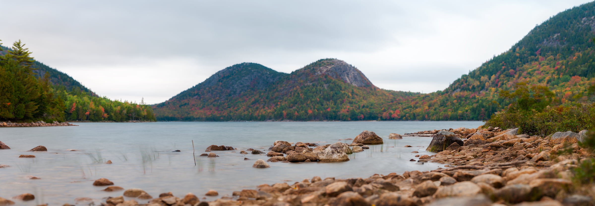 118 megapixels! A very high resolution, large-format VAST photo of Jordan Pond in Acadia National Park; fine art landscape photograph created by Aaron Priest in Maine, New England.