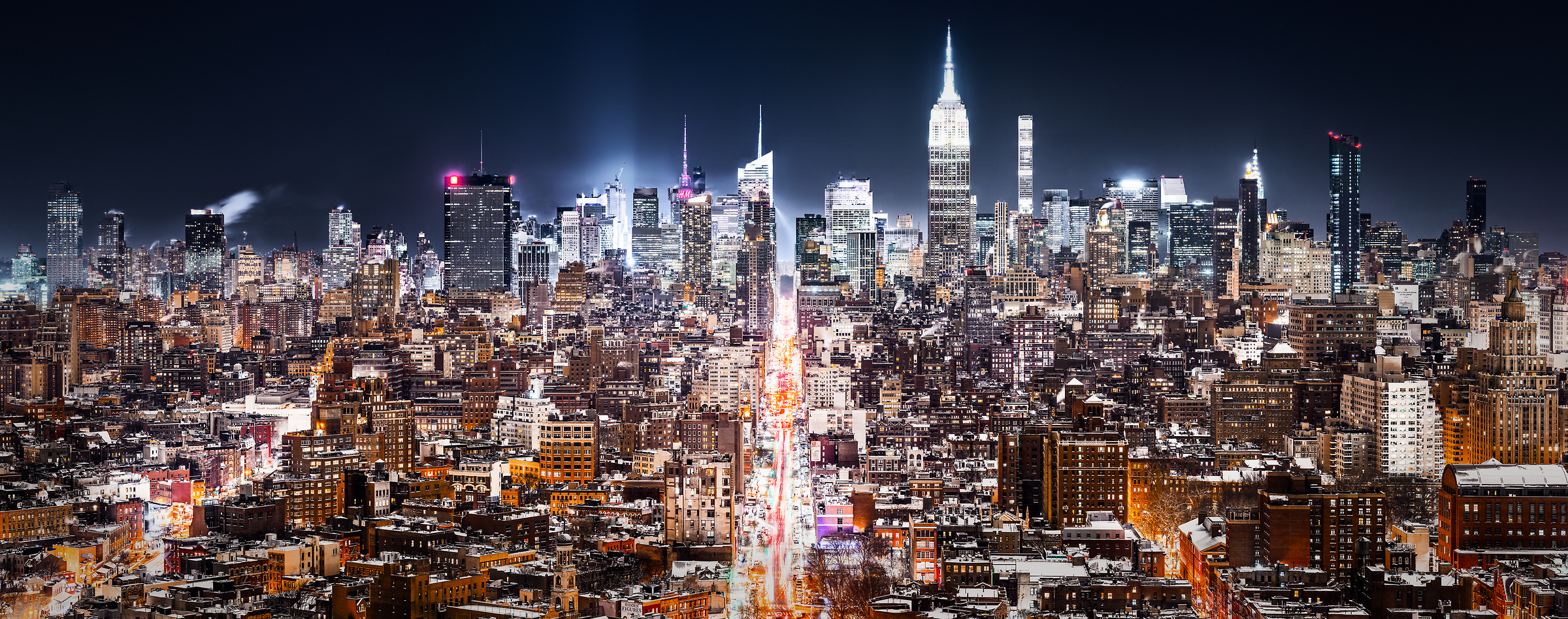 2,002 megapixels! A very high resolution, large-format VAST photo print of New York City at night; cityscape fine art photo created by Dan Piech in Midtown Manhattan, New York City