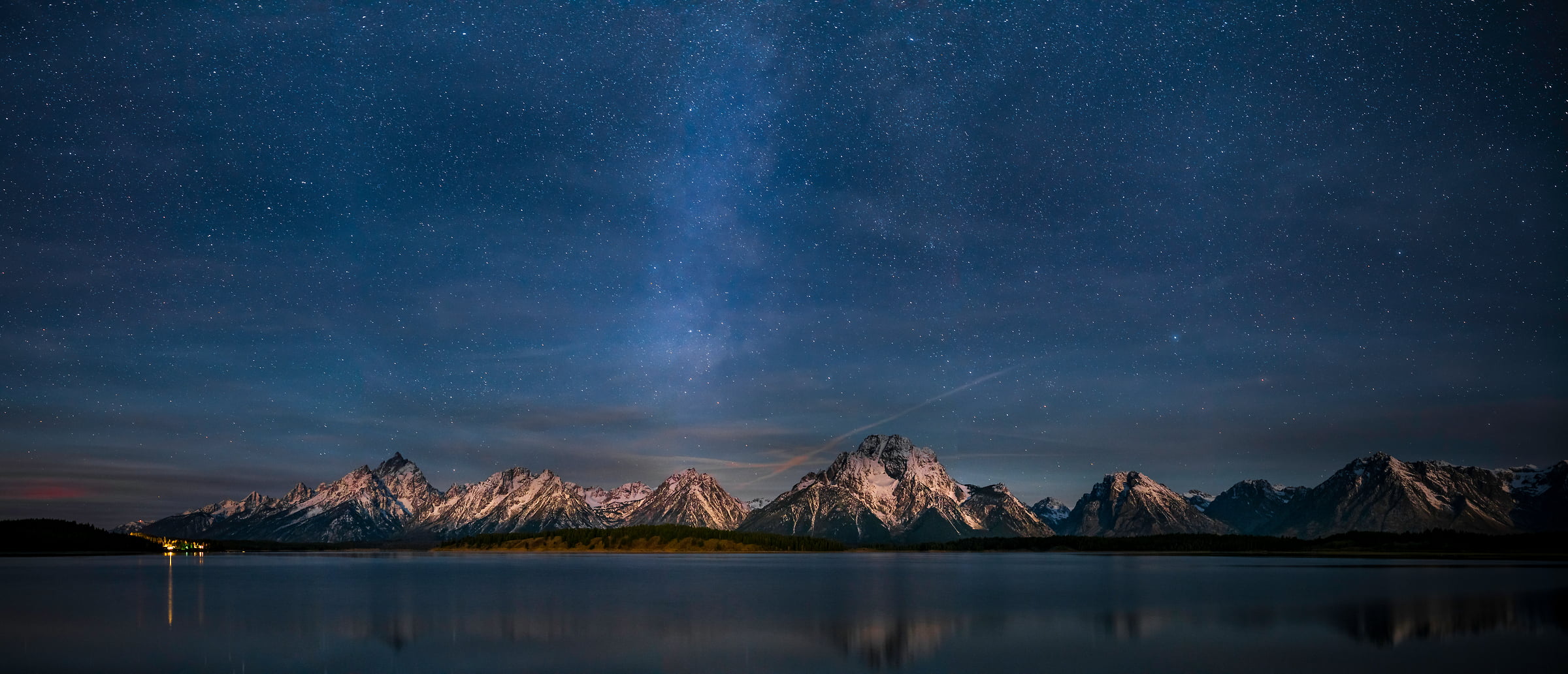 102 megapixels! A very high resolution, large-format VAST photo print of the Rocky Mountains at night with stars and the Milky Way; astrophotograph created by Justin Katz in Grand Teton National Park, Wyoming.
