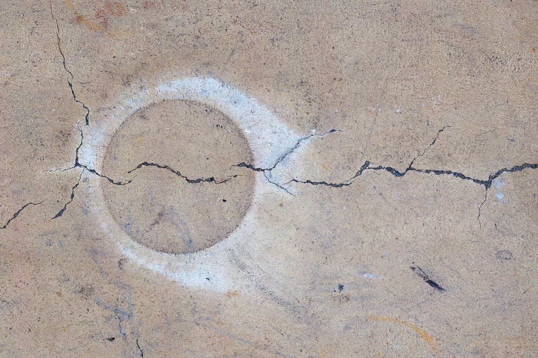 2,042 megapixels! A very high resolution, large-format VAST photo print of a sidewalk crack; fine art photo created by Dan Piech as part of the Concrete Canvas series in New York City.