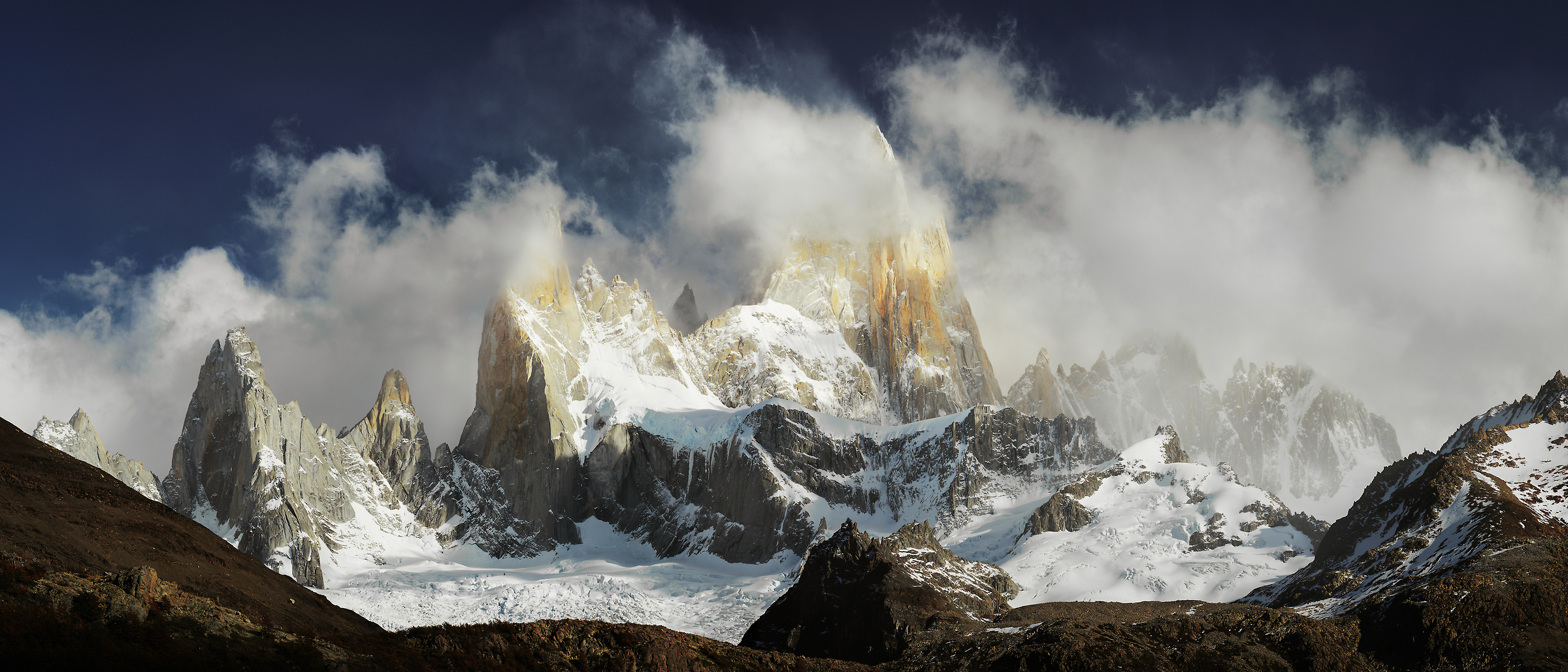 192 megapixels! A very high resolution, large-format VAST photo of a Patagonia mountain landscape; fine art print created by Alexandre Deschaumes in El chalten, Argentina, Patagonia.