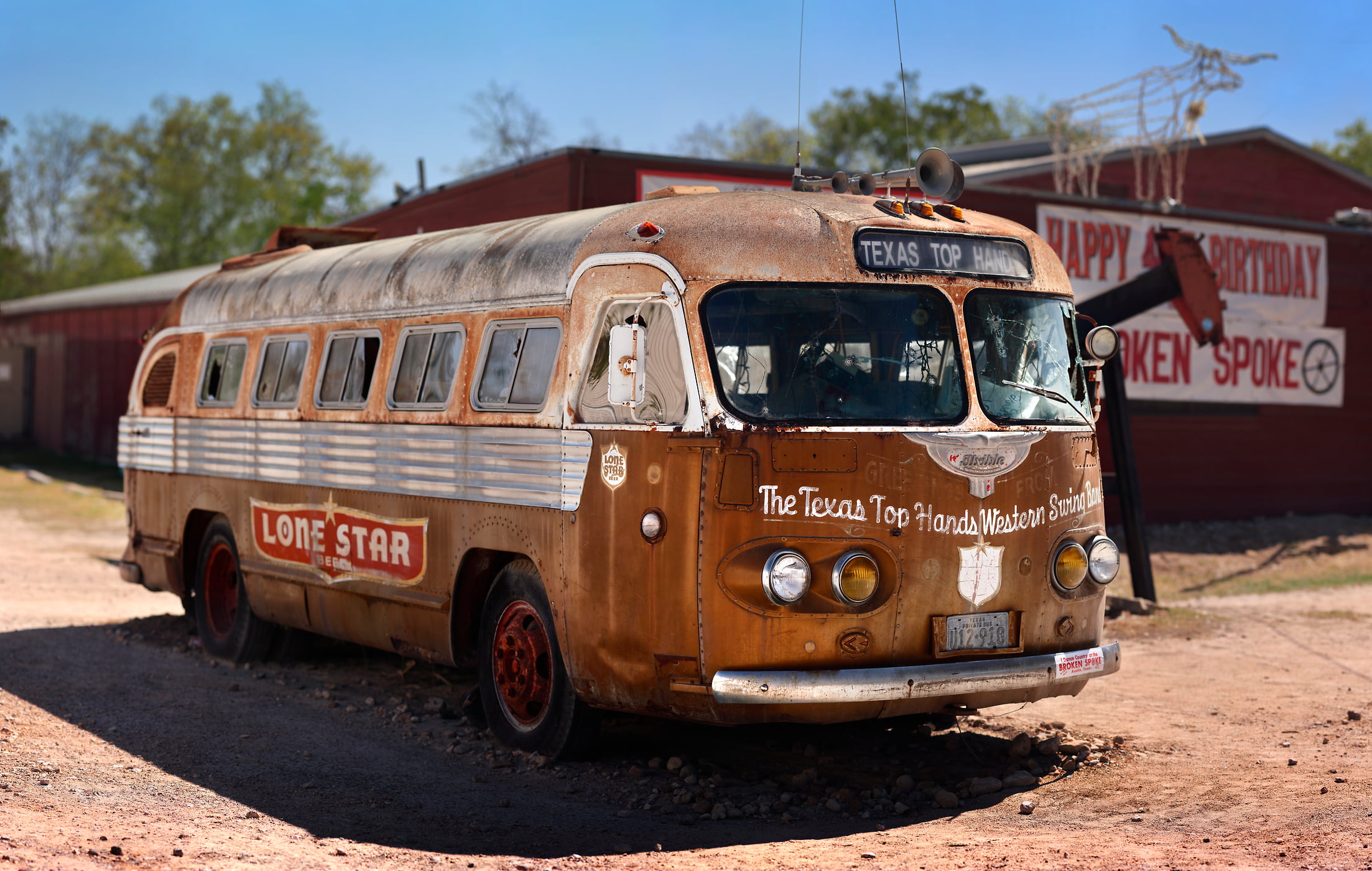 506 megapixels! A very high resolution fine art photograph of an old iconic bus that is emblamatic of Texas culture; VAST photo created by Phil Crawshay in Texas.