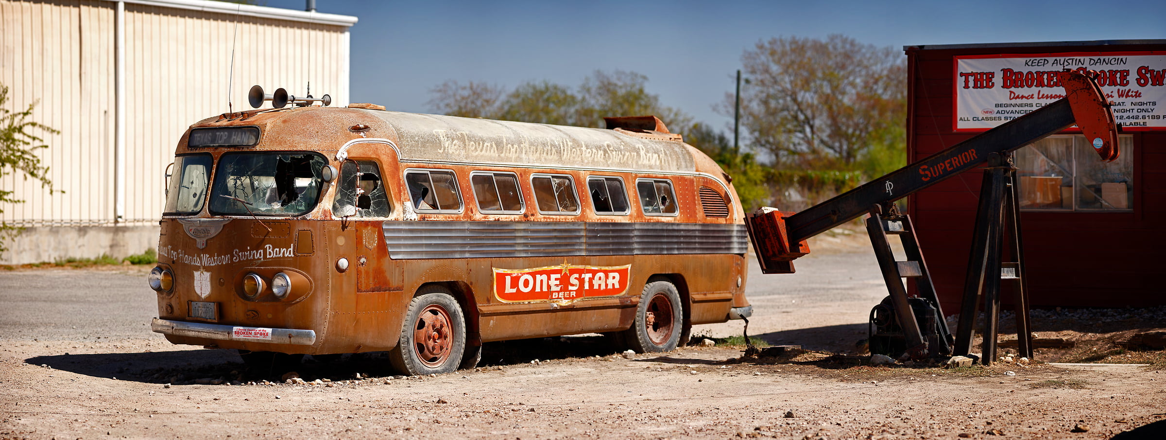 364 megapixels! A very high resolution fine art photograph of an old iconic bus that is emblamatic of Texas culture; VAST photo created by Phil Crawshay in Texas.