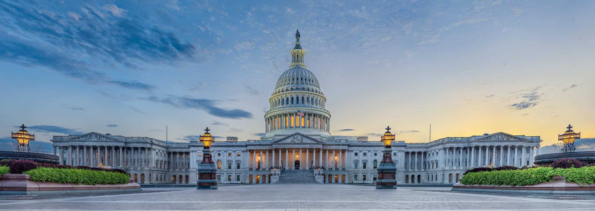 263 megapixels! A very high resolution, large-format VAST photo print of the U.S. Capitol Building at sunset and twilight; photograph created by Tim Lo Monaco in the United States Capitol, Washington, D.C., USA
