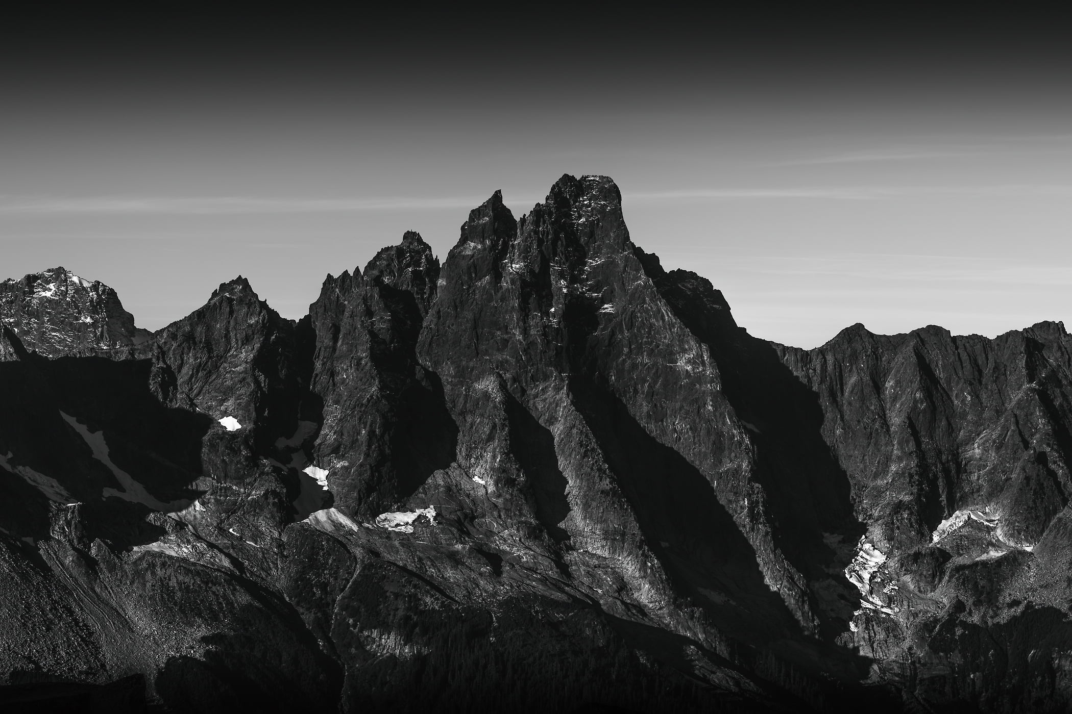 123 megapixels! A very high resolution, large-format VAST photo print of a black mountain against a grey sky; landscape photograph created by Scott Rinckenberger in Slesse Mountain, Chilliwack, British Columbia, Canada.
