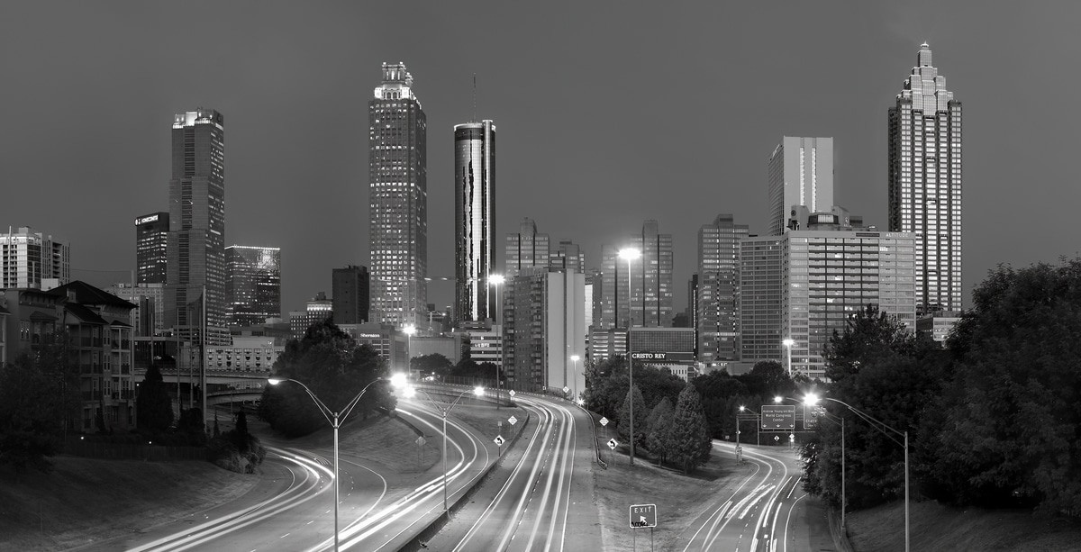 Downtown Atlanta Skyline Black & White Wall Art. Atlanta Black And White Pictures | outlet Atlanta Office Art