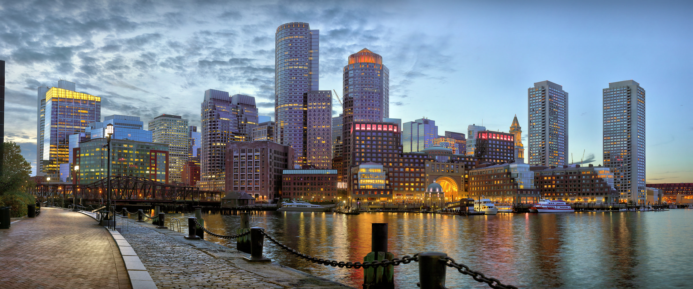 623 megapixels! A very high resolution, large-format VAST photo print of the Boston skyline; photograph created by Phil Crawshay in Fan Pier Park, Boston, Massachusetts.