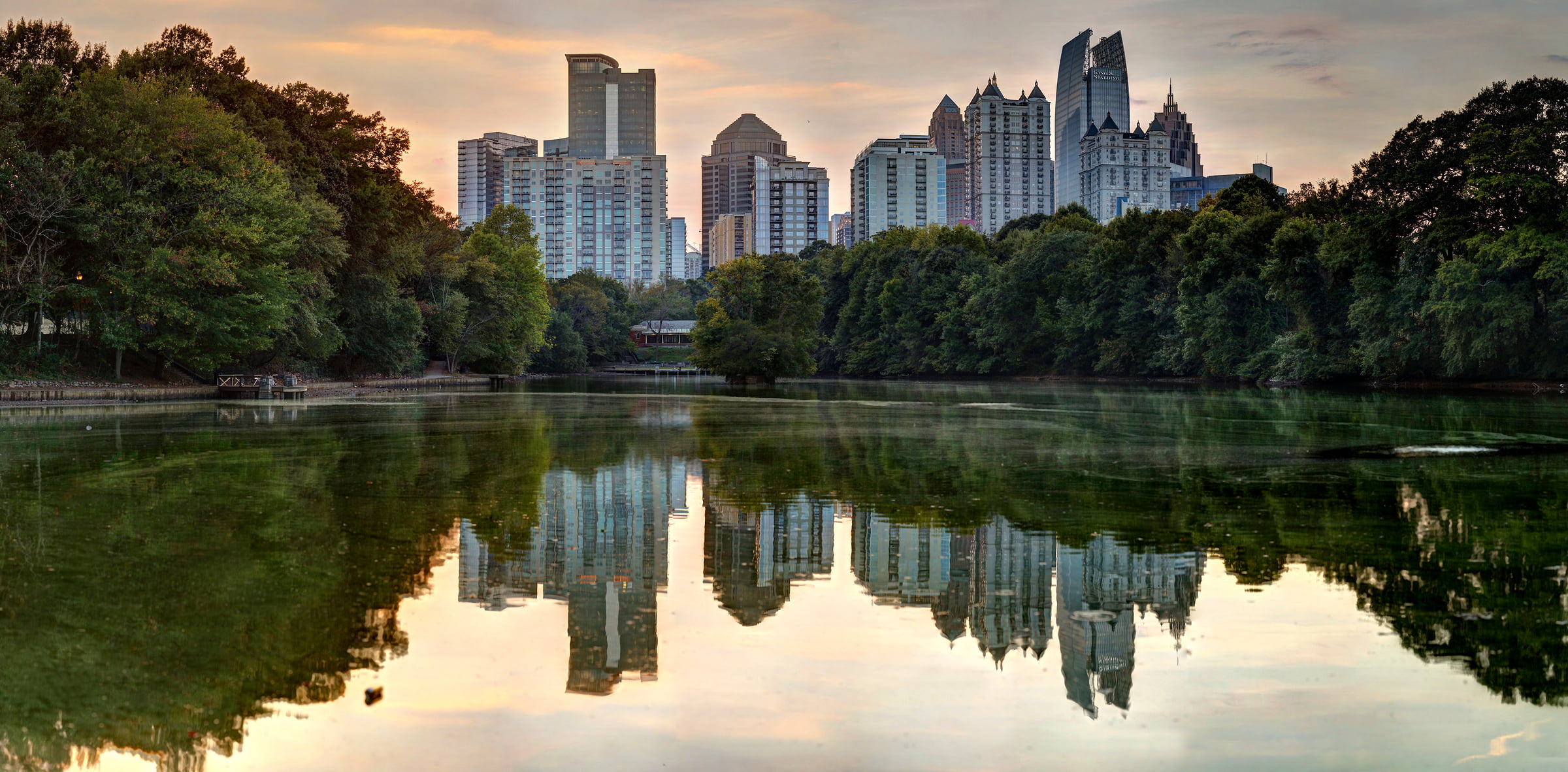 443 megapixels! A very high resolution, large-format VAST photo print of Piedmont Park; photograph created by Phil Crawshay in Piedmont Park, Atlanta, Georgia.