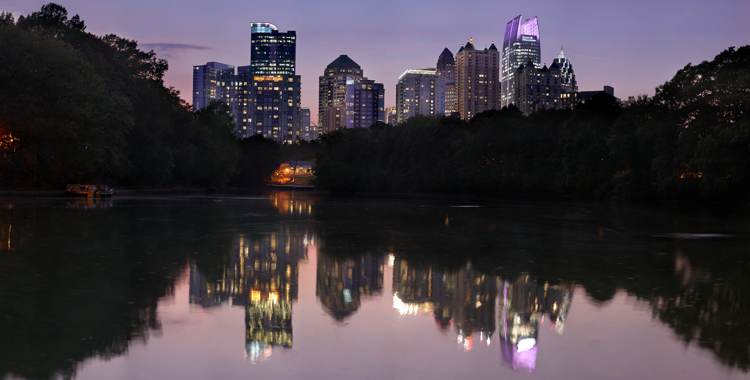 862 megapixels! A very high resolution, large-format VAST photo print of the Atlanta skyline and Piedmont Park at night; photograph created by Phil Crawshay in Piedmont Park, Atlanta, Georgia.