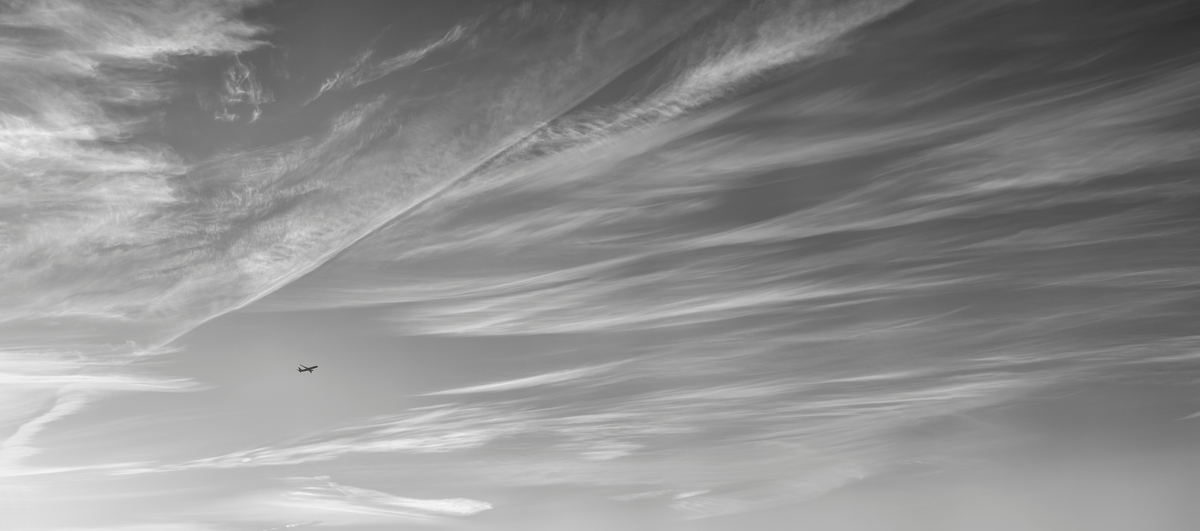 591 megapixels! A very high resolution, black & white VAST photo print representing air travel; fine art photograph created by Dan Piech in New York City.