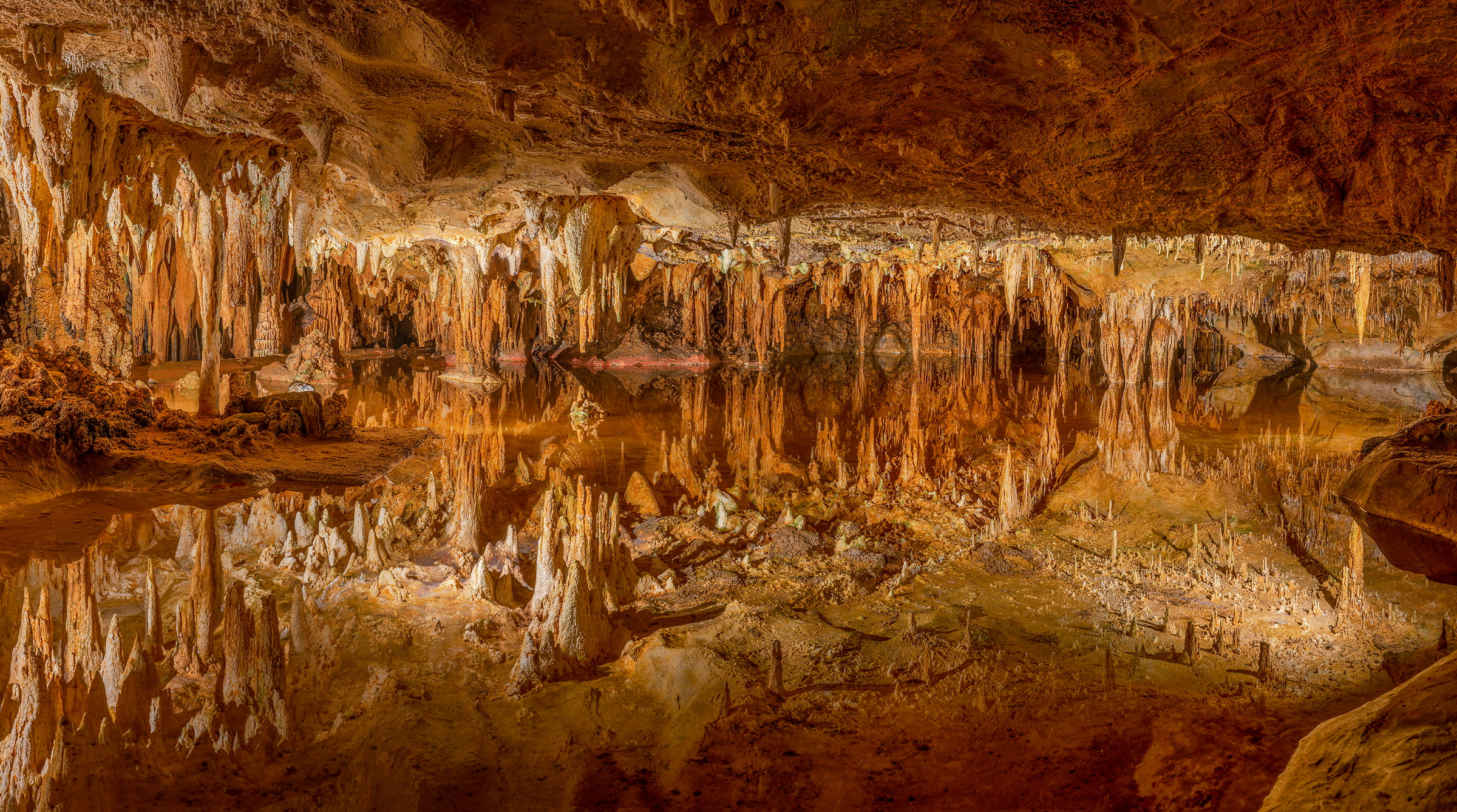 390 megapixels! A very high resolution, large-format VAST photo print of a cave; photograph created by Tim Lo Monaco in Dream Lake, Luray Caverns, Shenandoah Valley, Luray, Virginia