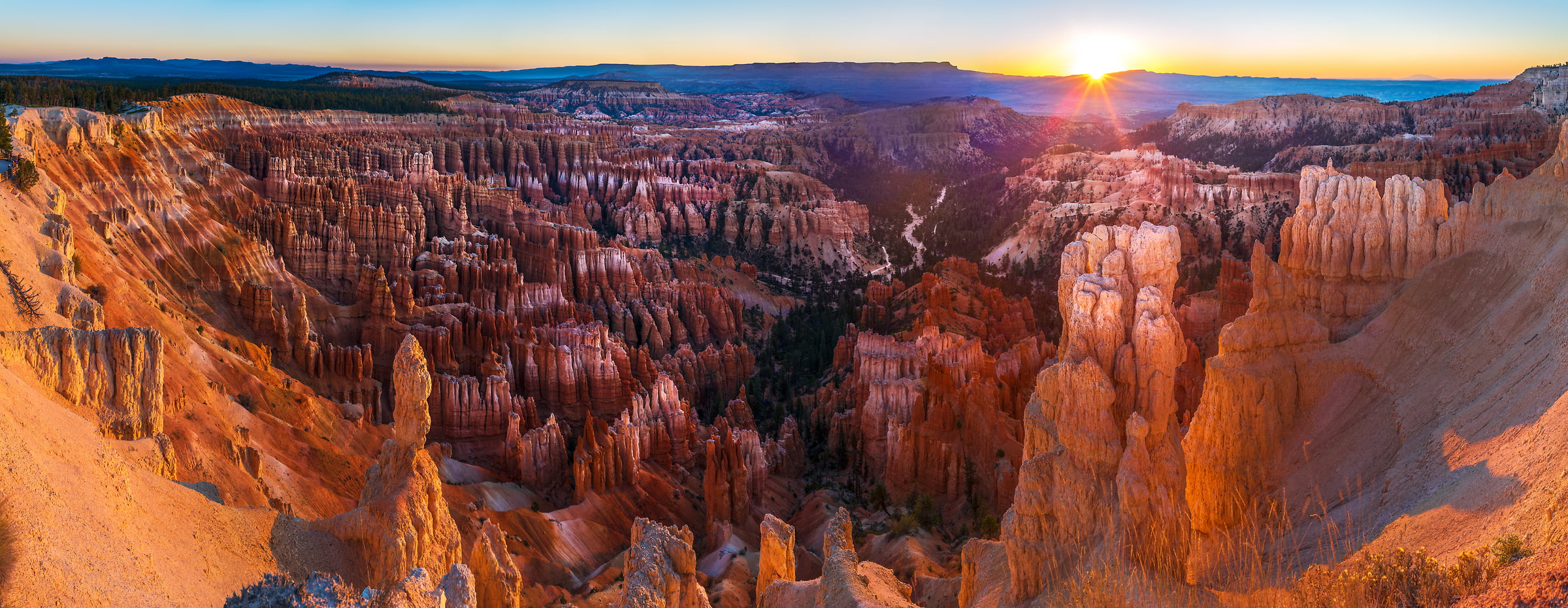 332 megapixels! A very high resolution, large-format VAST photo print of Bryce Canyon at sunrise; landscape photograph created by Jim Tarpo in Bryce Canyon, Utah.